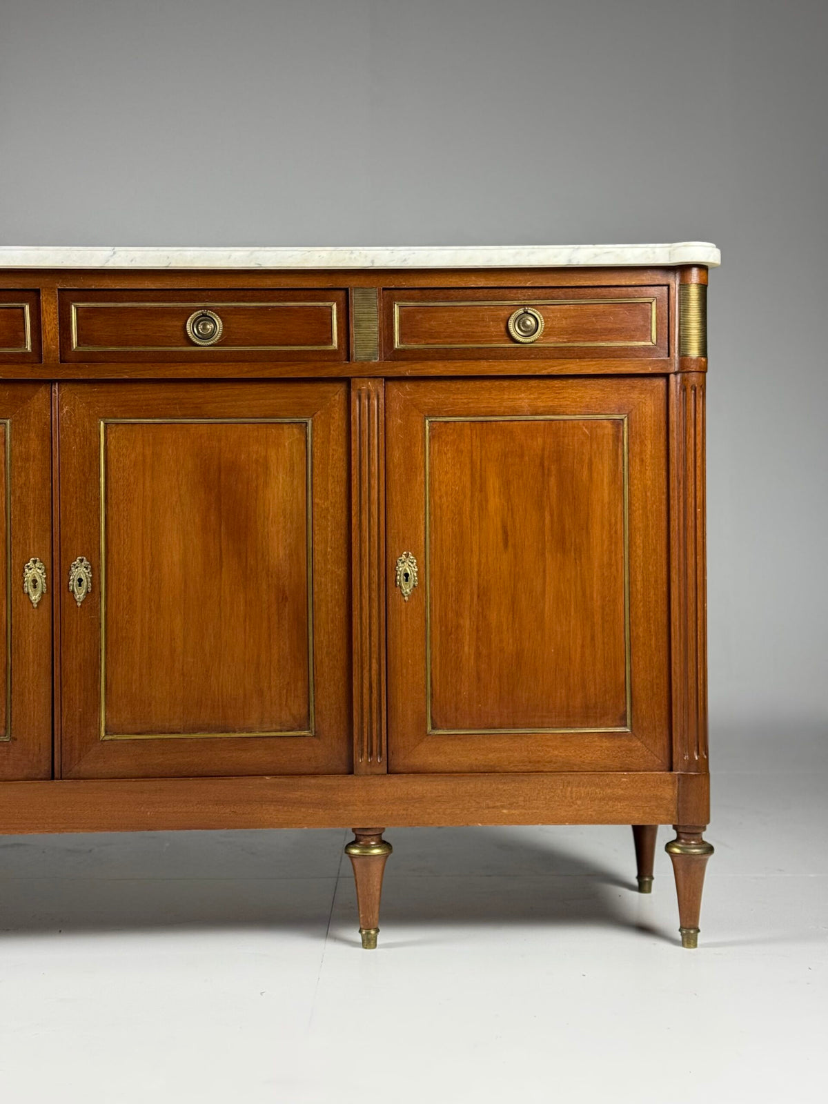 French Louis XVI Style Mahogany Sideboard with Marble Top, photo 17