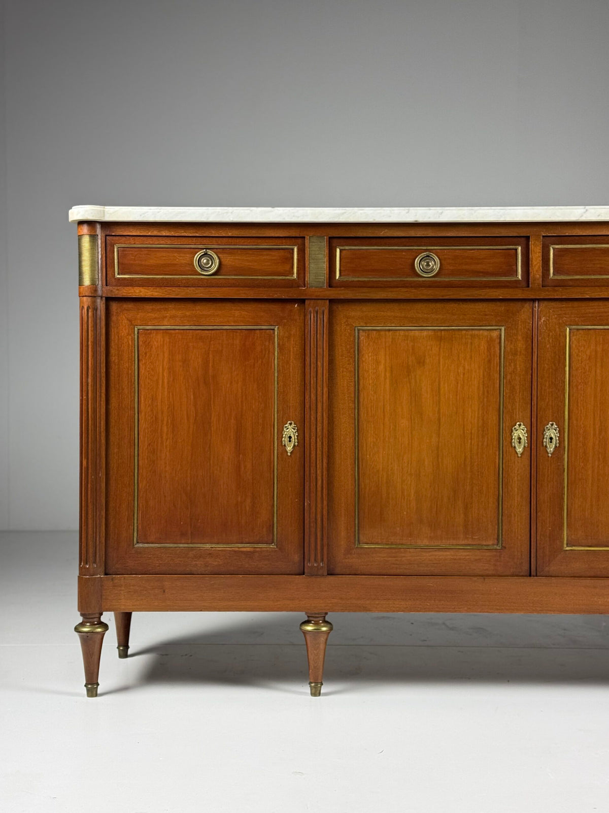 French Louis XVI Style Mahogany Sideboard with Marble Top, photo 16