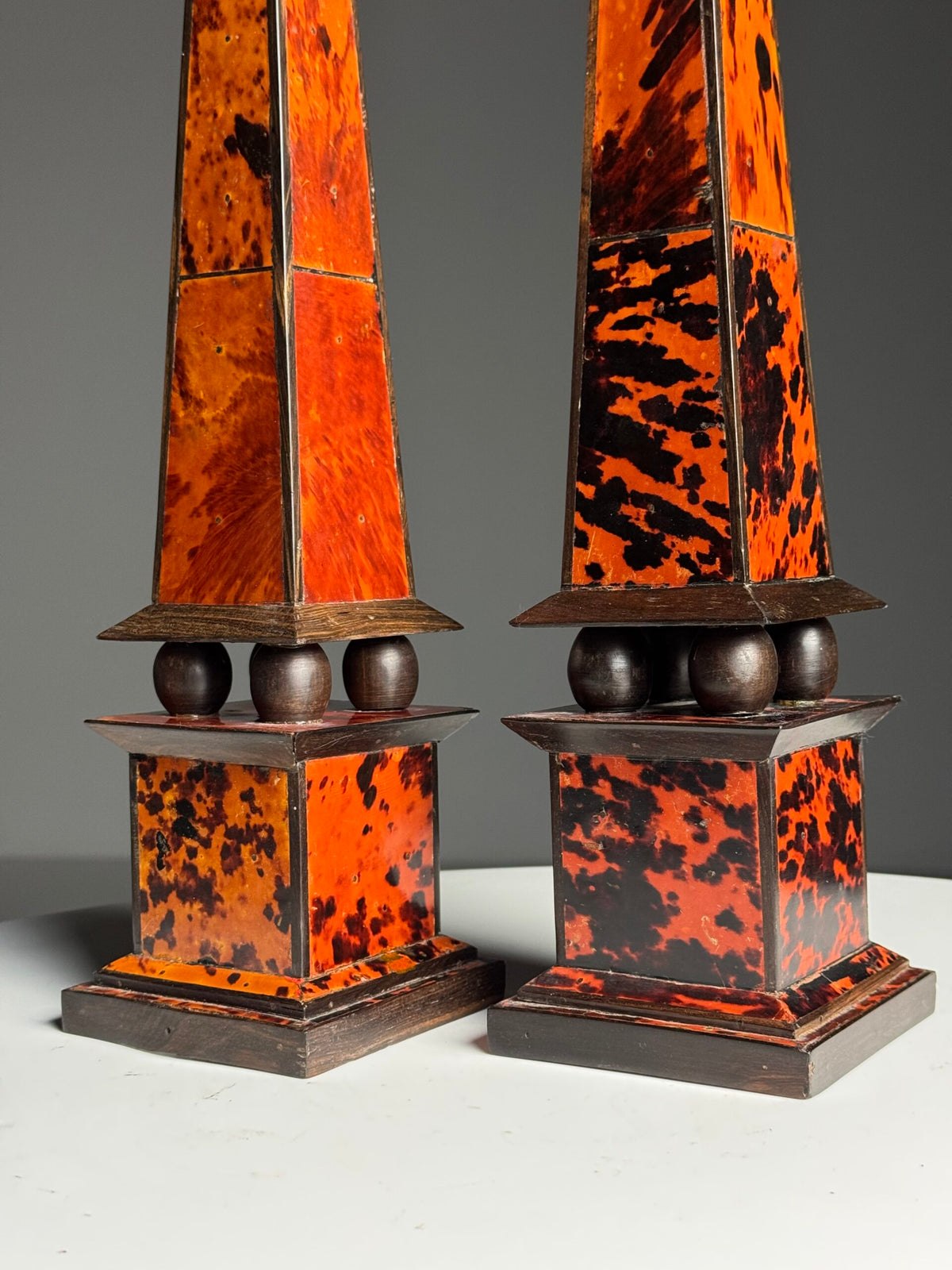 Pair of French Tortoiseshell and Ebony Obelisks, 1920 to 1940, photo 6