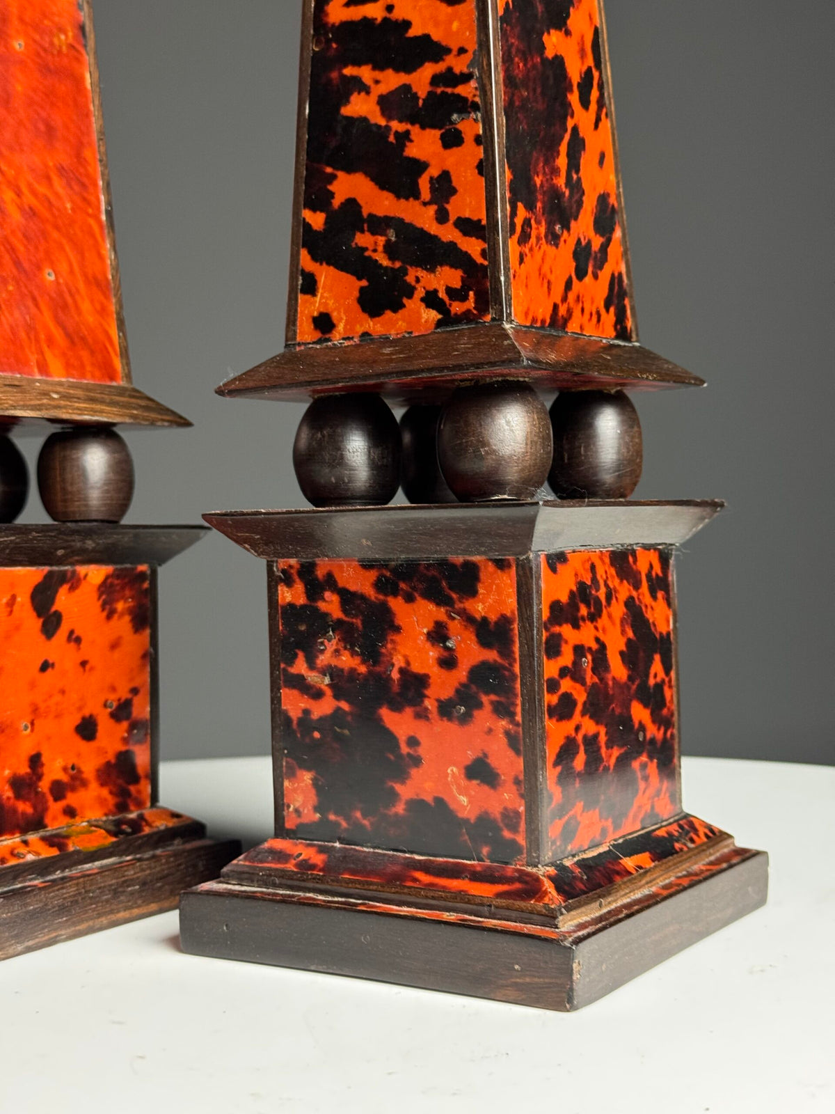 Pair of French Tortoiseshell and Ebony Obelisks, 1920 to 1940, photo 7