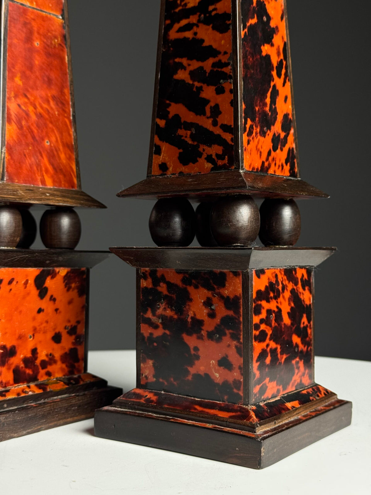 Pair of French Tortoiseshell and Ebony Obelisks, 1920 to 1940, photo 4