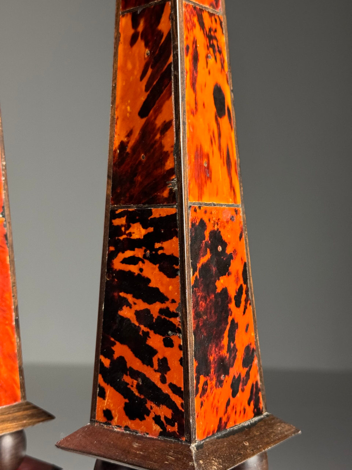 Pair of French Tortoiseshell and Ebony Obelisks, 1920 to 1940, photo 13