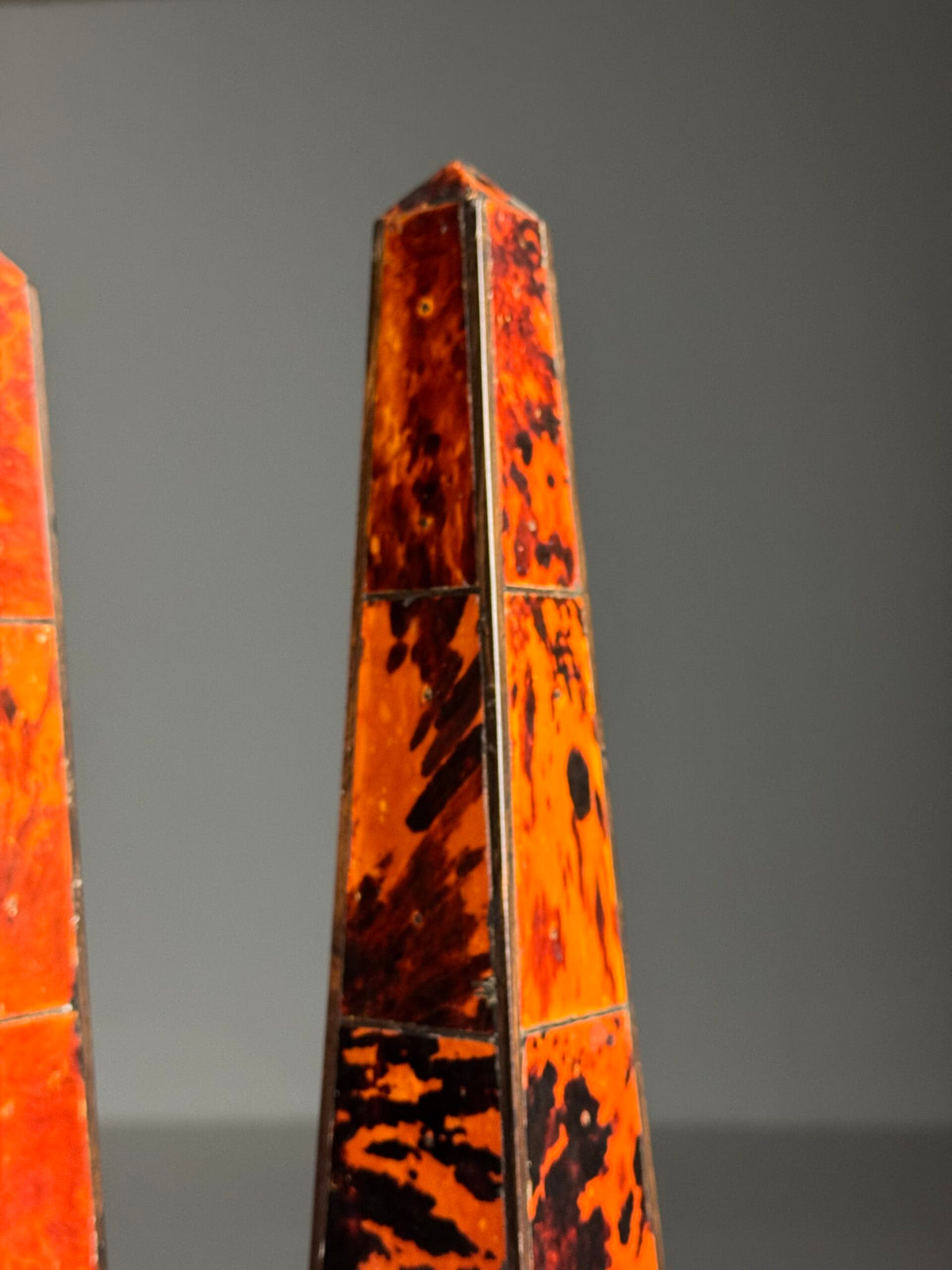 Pair of French Tortoiseshell and Ebony Obelisks, 1920 to 1940, photo 14
