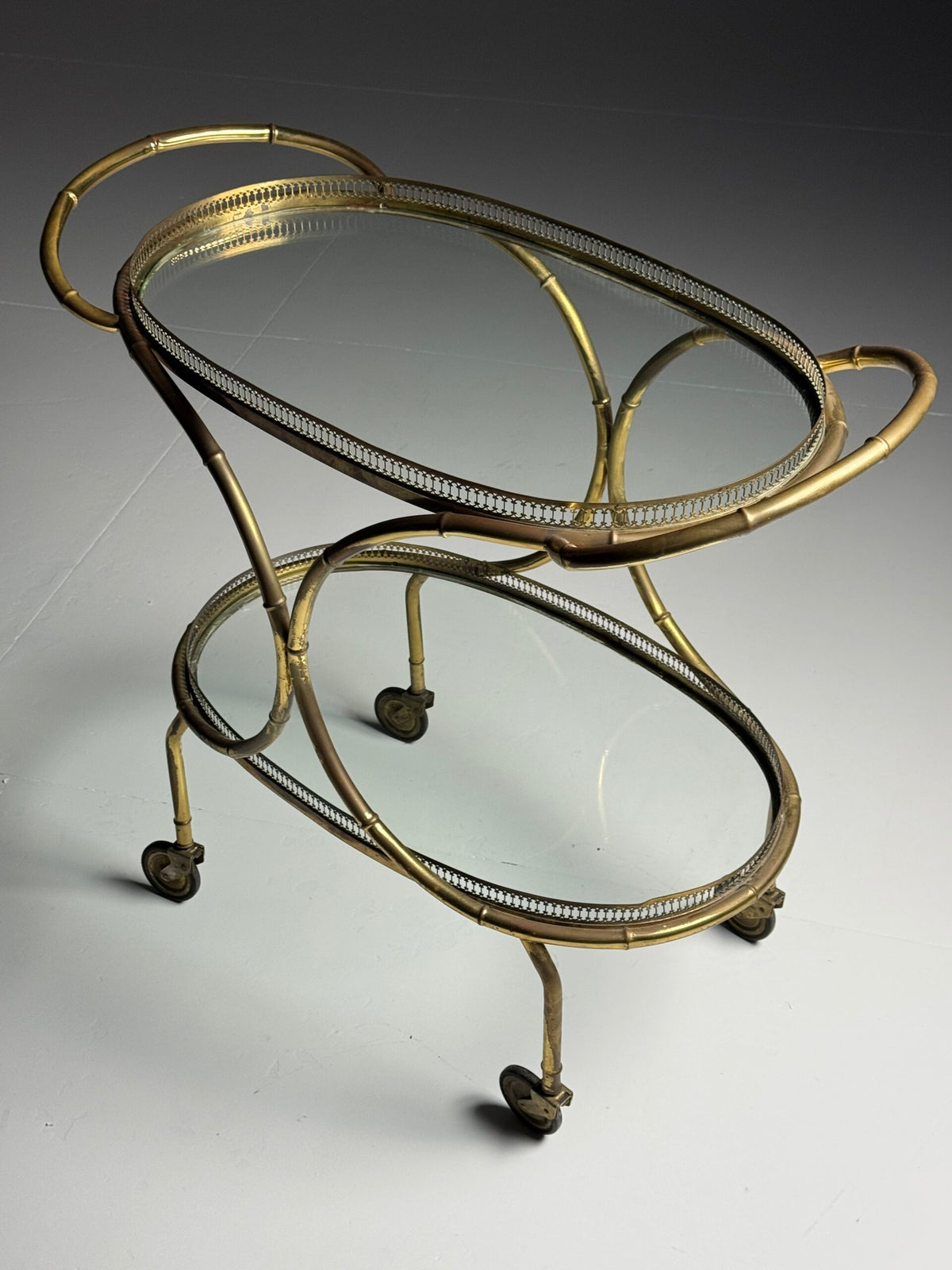 French Faux Bamboo Bar Cart, Mid 20th Century, photo 2