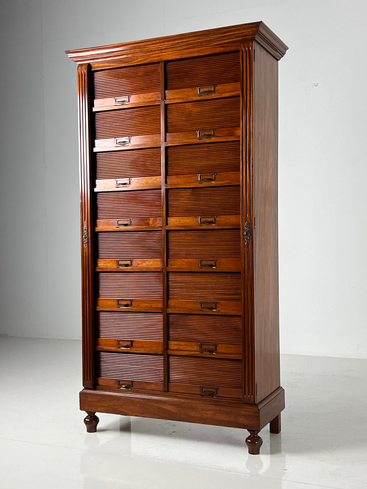 Mahogany Filing Cabinet with Roller Shutters, Belgium, Early 20th Century, photo 1