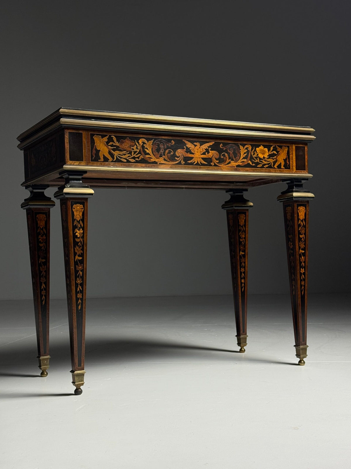 French Ebony Marquetry Games Table, 19th Century, photo 1