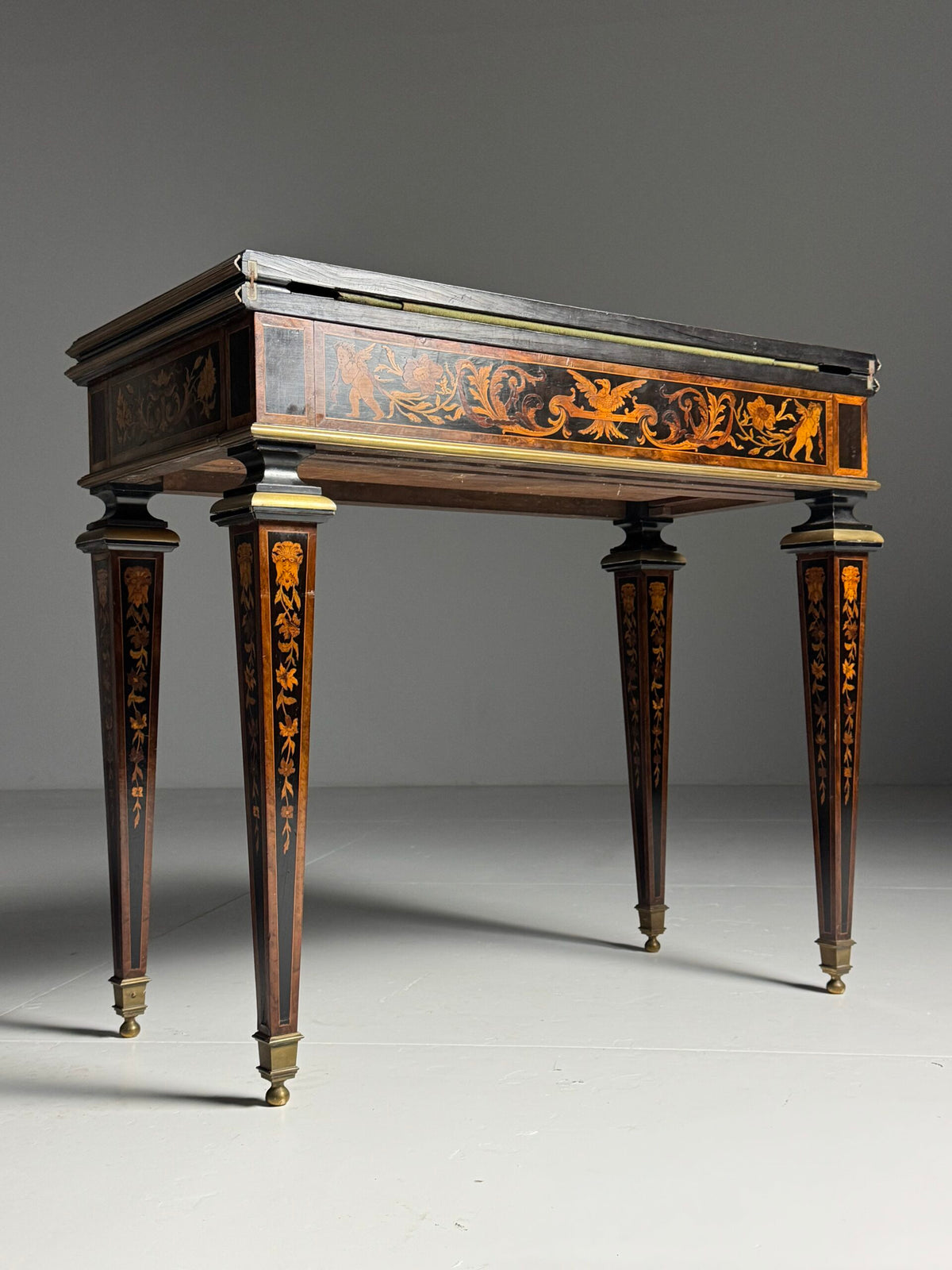 French Ebony Marquetry Games Table, 19th Century, photo 2