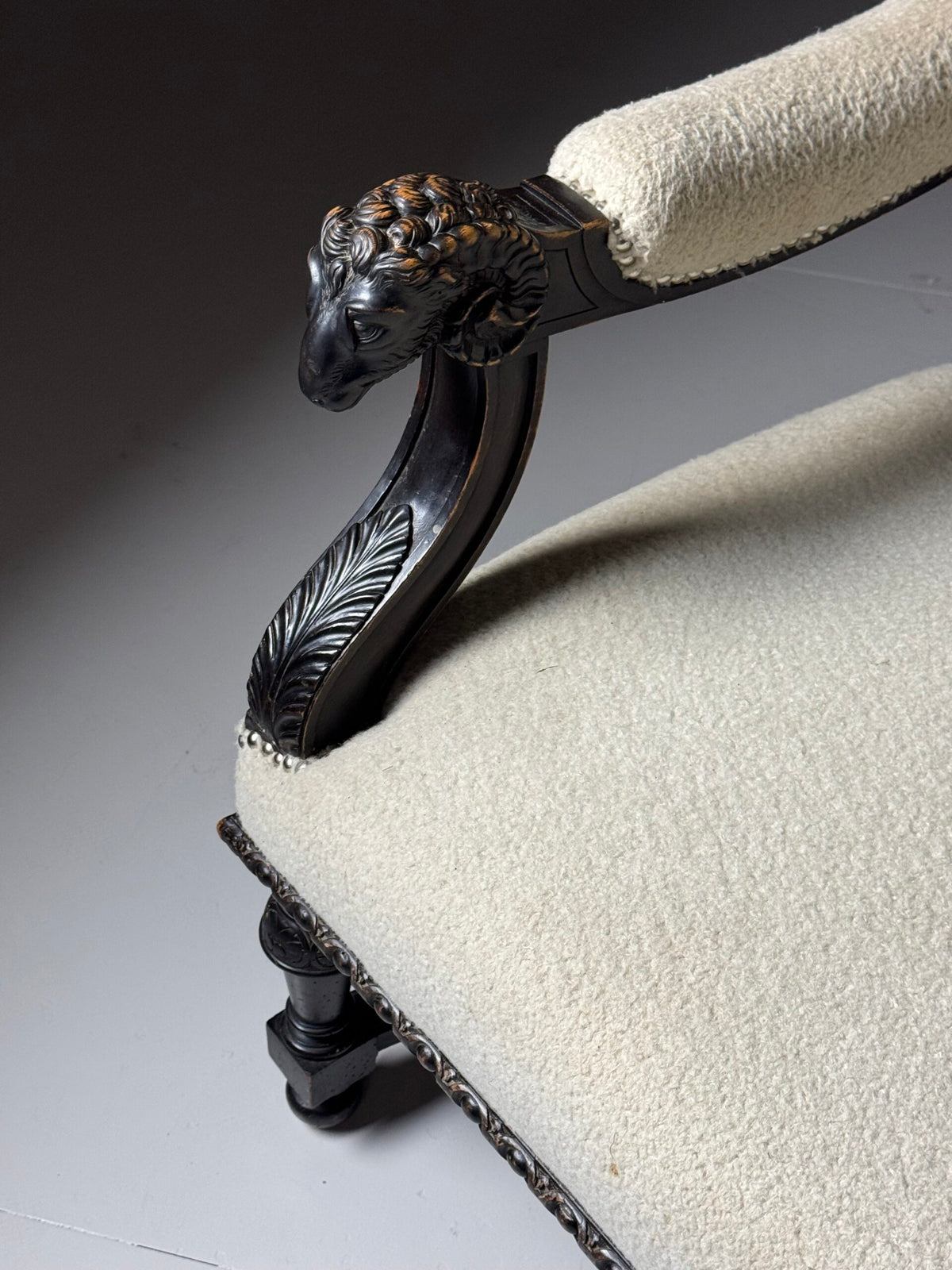 French Sofa with Ram's Head Arms, 19th Century, photo 12