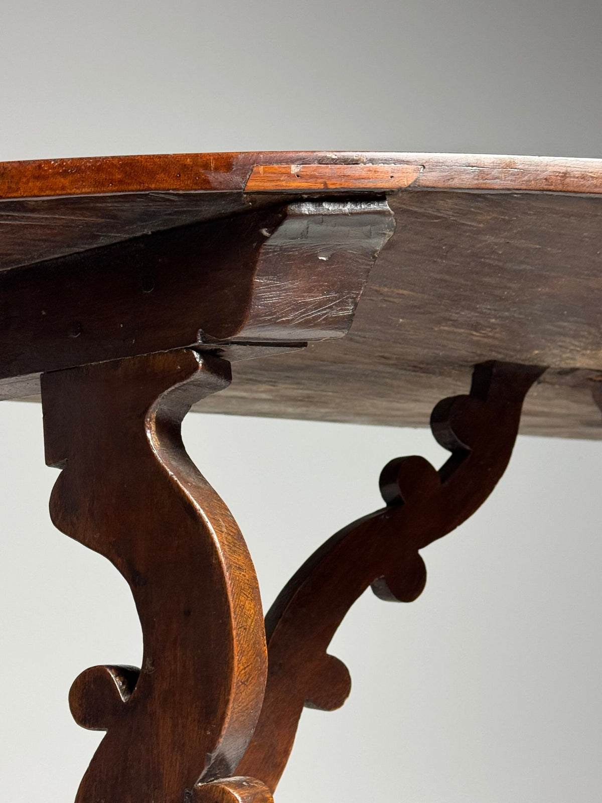 Pair of Italian Walnut Demi Lune Console Tables, 18th Century, photo 28