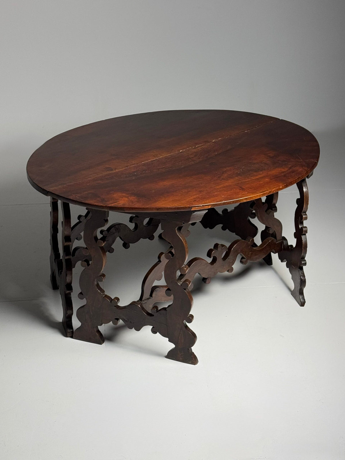 Pair of Italian Walnut Demi Lune Console Tables, 18th Century, photo 21