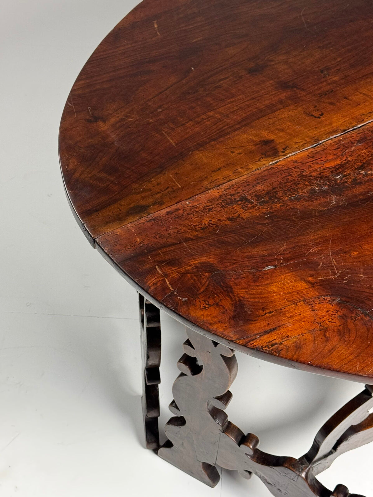 Pair of Italian Walnut Demi Lune Console Tables, 18th Century, photo 17