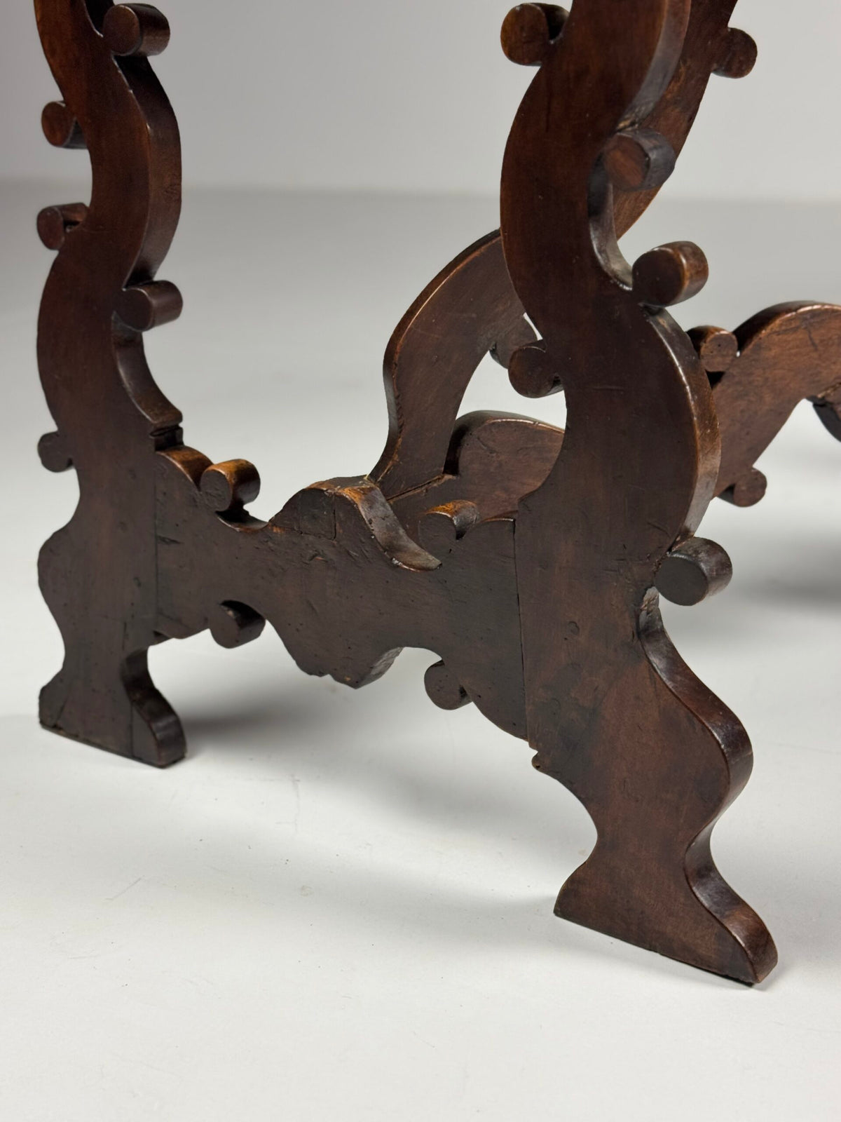Pair of Italian Walnut Demi Lune Console Tables, 18th Century, photo 10