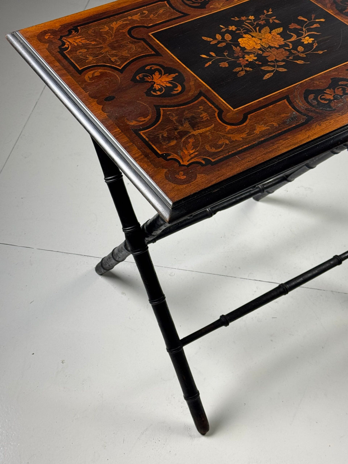 Napoleon III Tray Table with Inlaid Top and Faux Bamboo Frame, photo 17