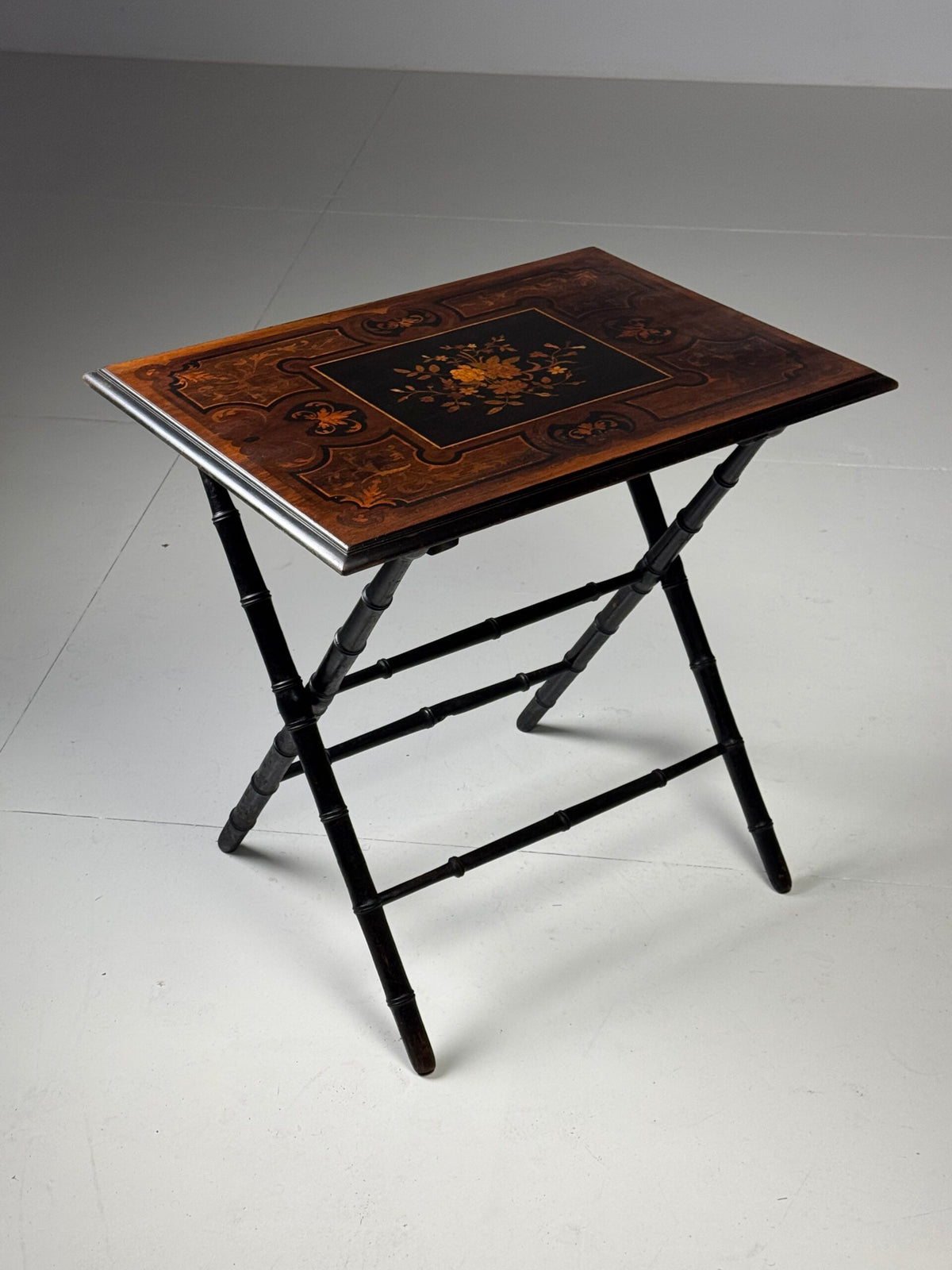Napoleon III Tray Table with Inlaid Top and Faux Bamboo Frame, photo 18