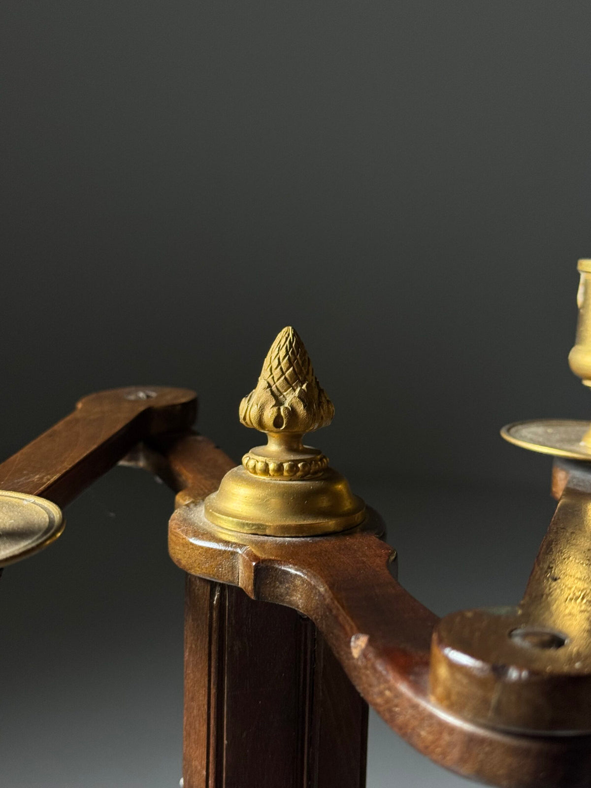 English Mahogany Stand with Cane Basket and Candle Holders, 19th Century, photo 11