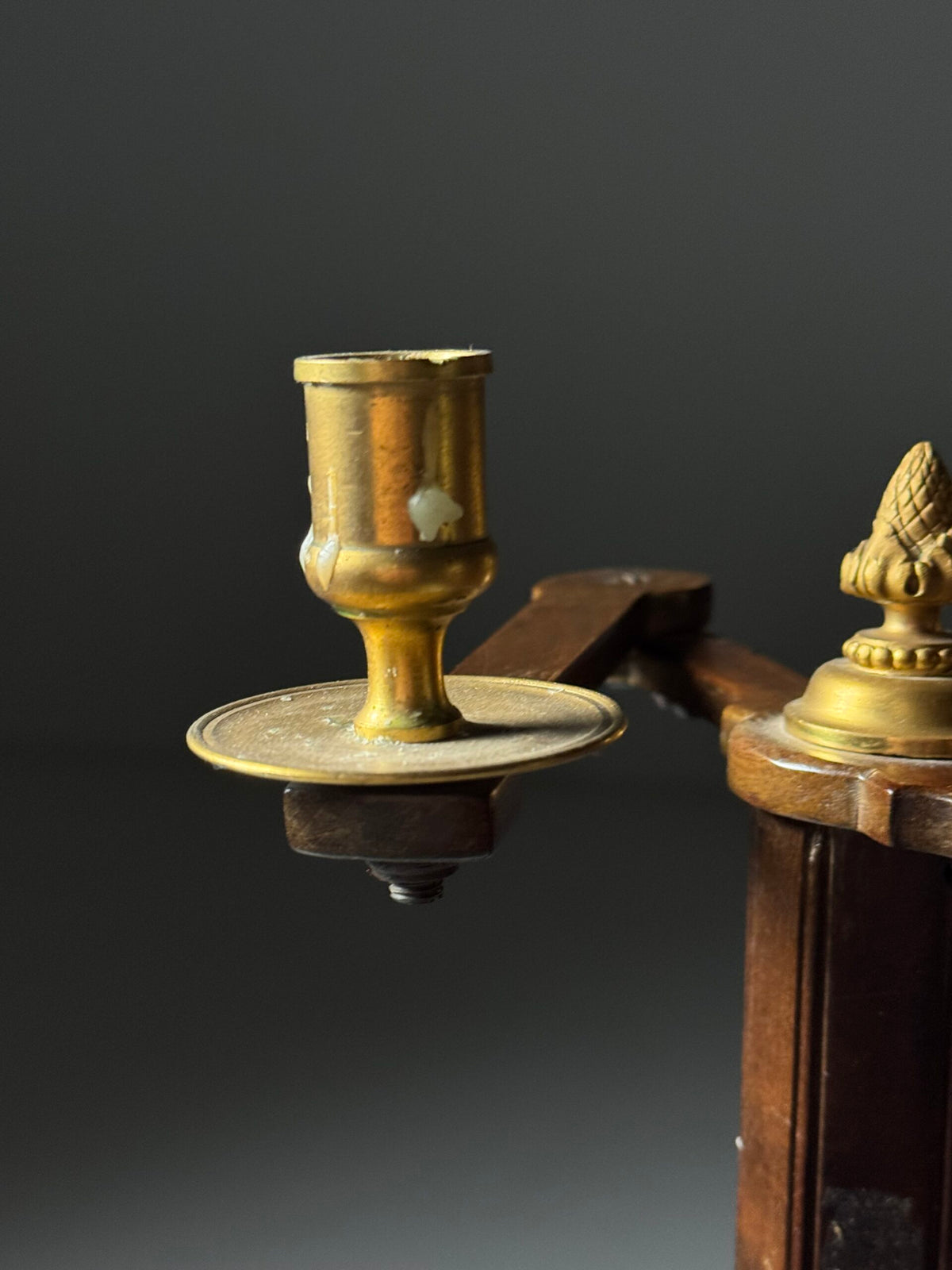 English Mahogany Stand with Cane Basket and Candle Holders, 19th Century, photo 10