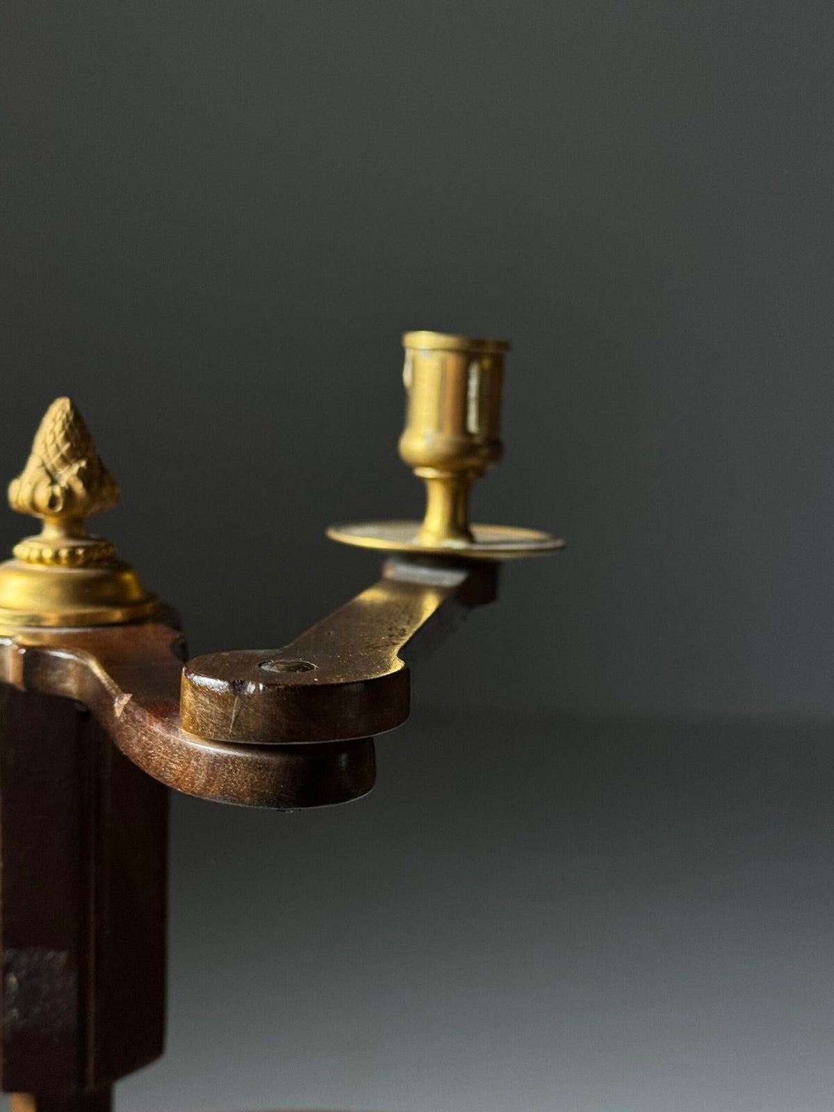 English Mahogany Stand with Cane Basket and Candle Holders, 19th Century, photo 9