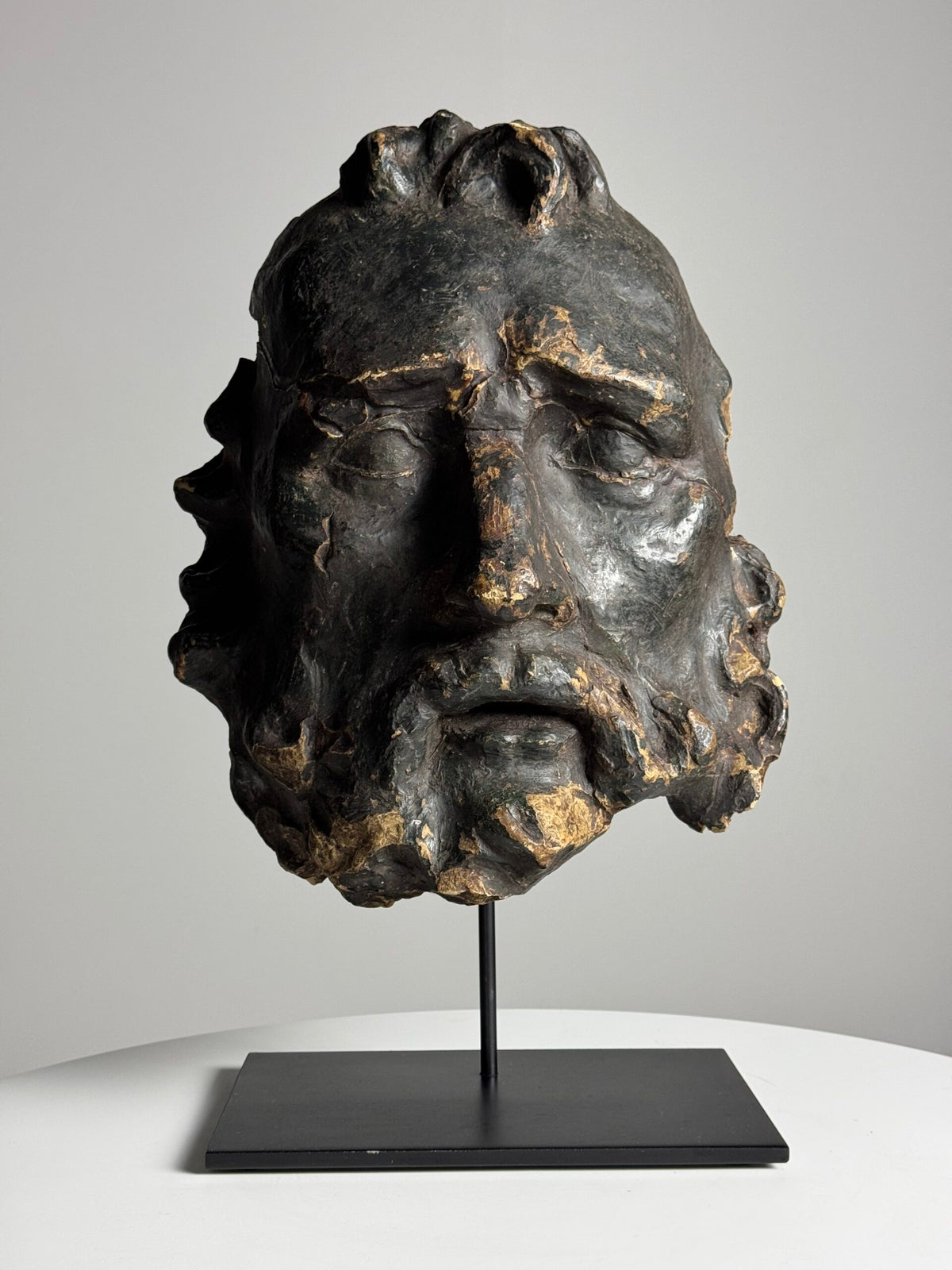 Oversized Classical Unfired Clay Head, Signed Riley 1904, photo 1