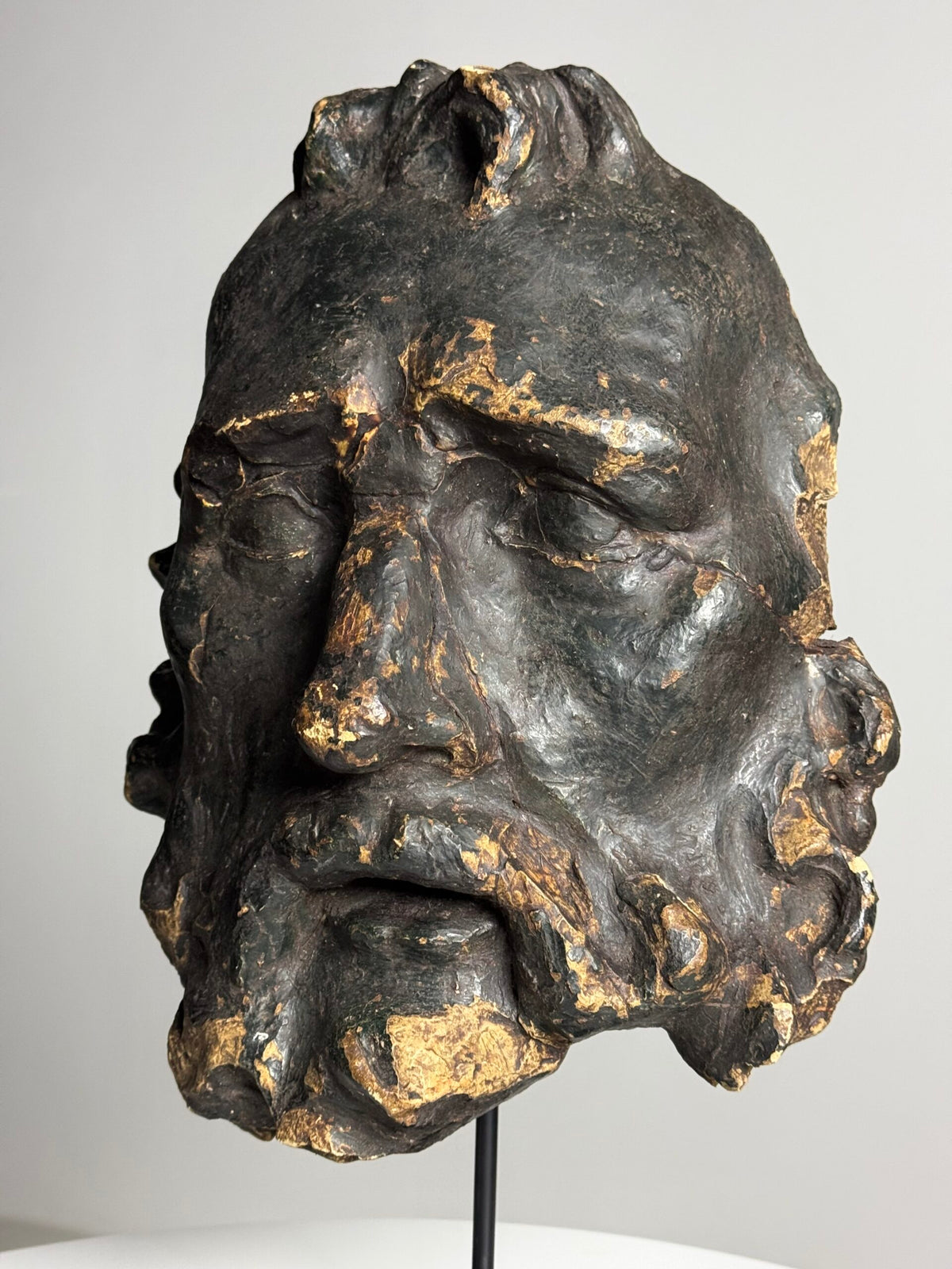 Oversized Classical Unfired Clay Head, Signed Riley 1904, photo 2