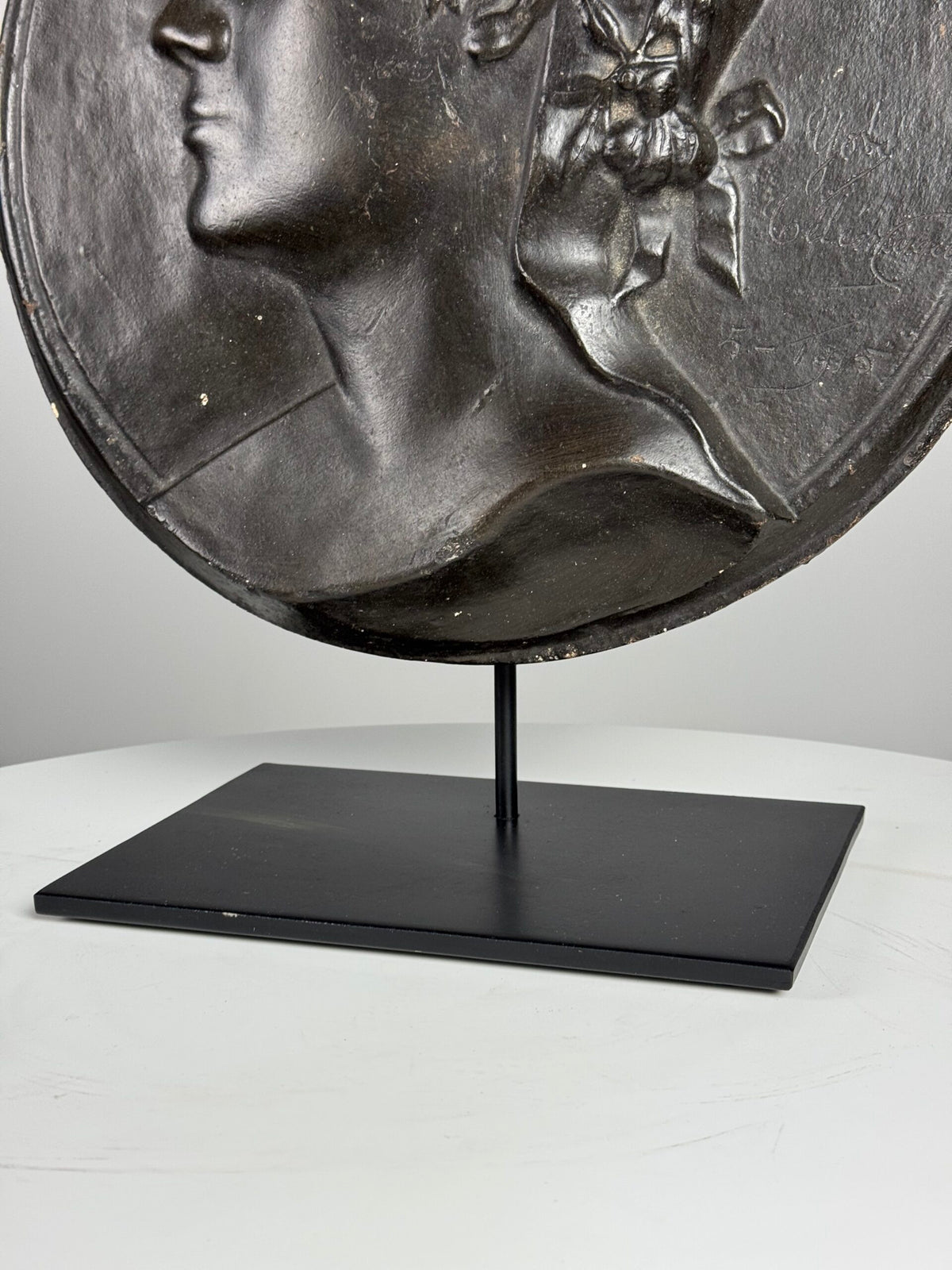 Signed French Plaster Plaque on Stand, 1915, photo 9