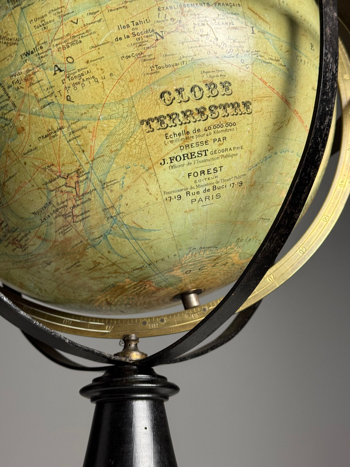Globe by J. Forest, Paris, c. 1900 to 1910, on Original Stand, photo 16