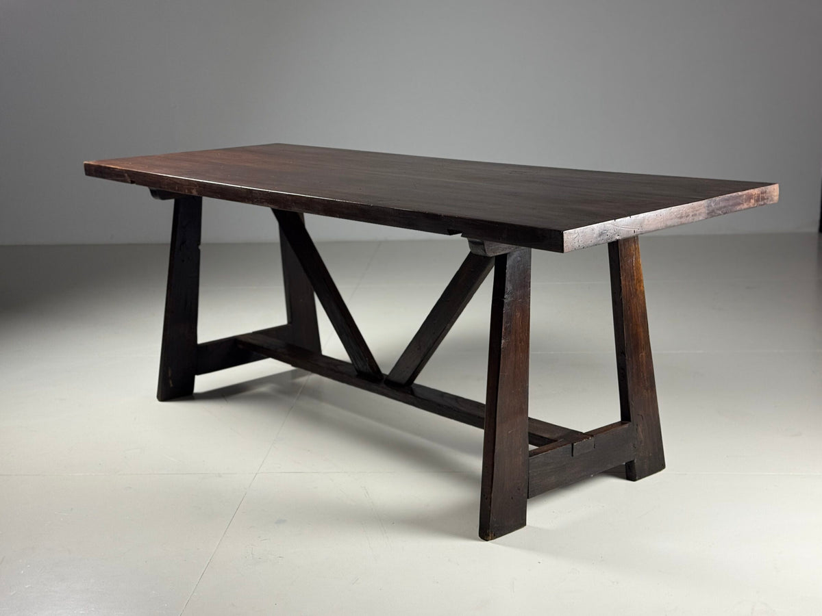 Italian Walnut Refectory Dining Table, Early 20th Century, photo 13