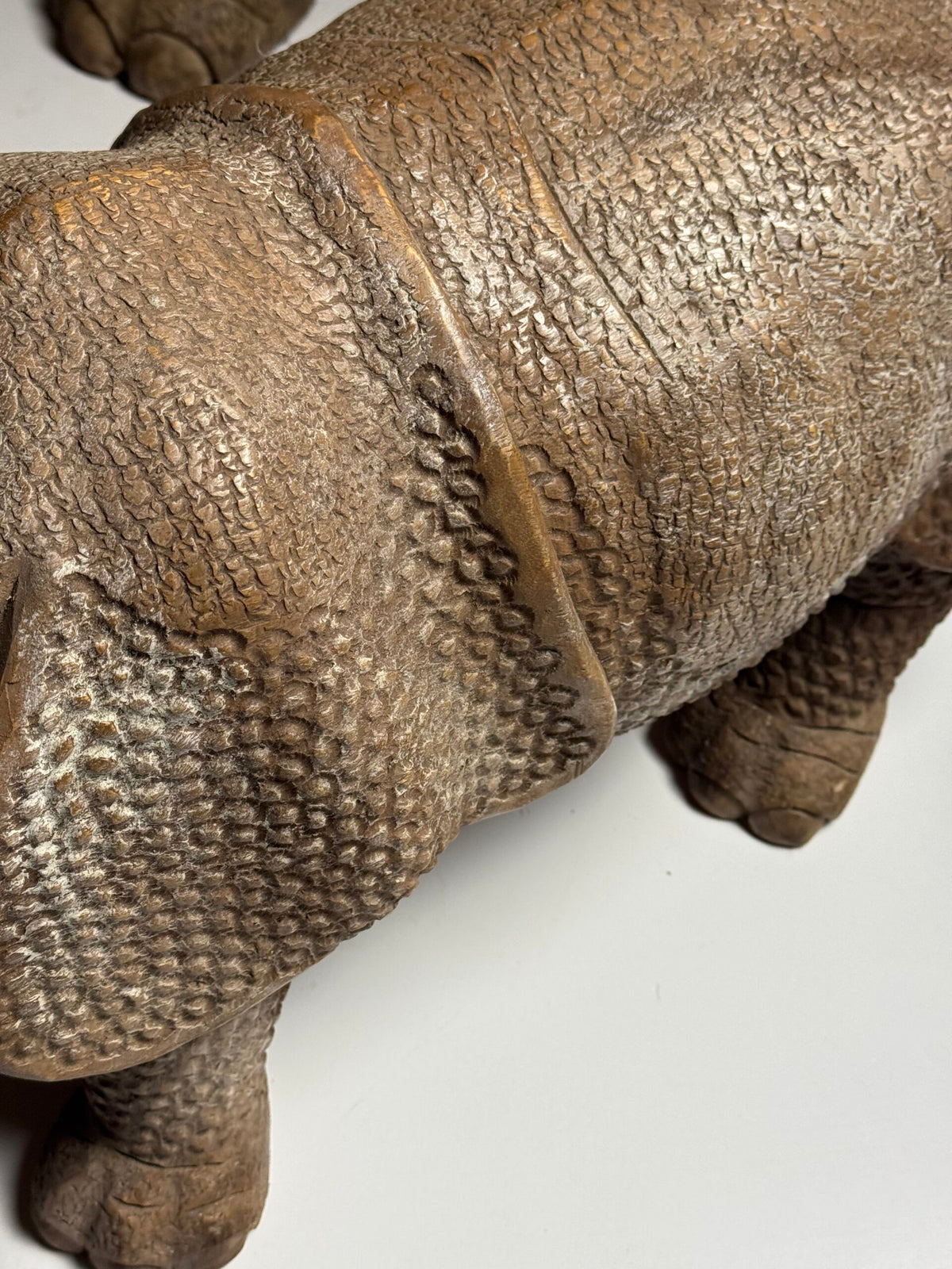 Hand Carved Asian Rhinoceros and Calf, South East Asia, c. 1960, photo 7