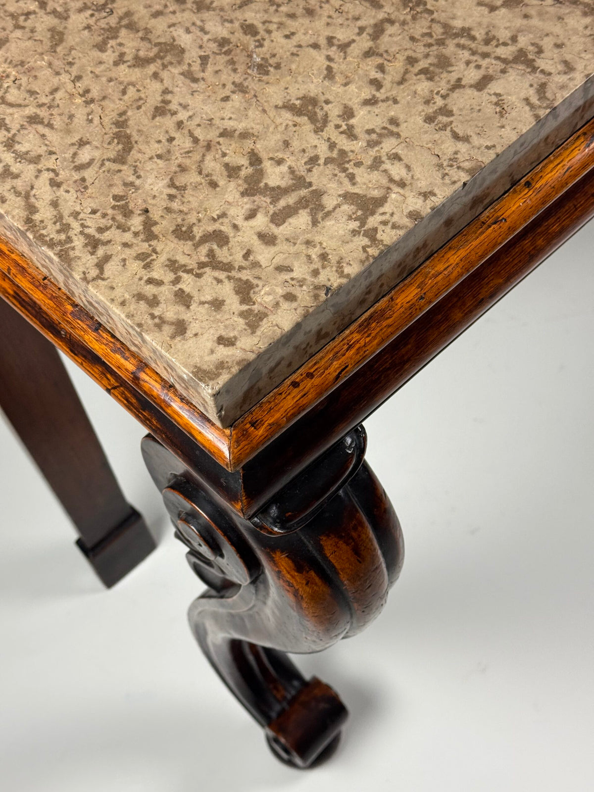 English Mahogany Console Table with Marble Top, 19th Century, photo 3