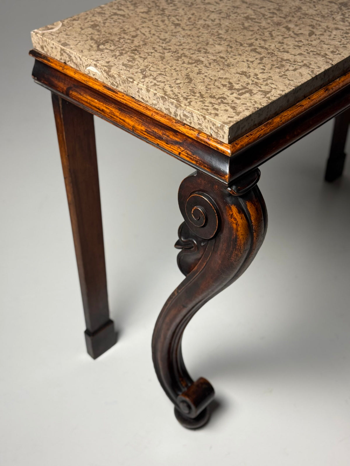 English Mahogany Console Table with Marble Top, 19th Century, photo 11