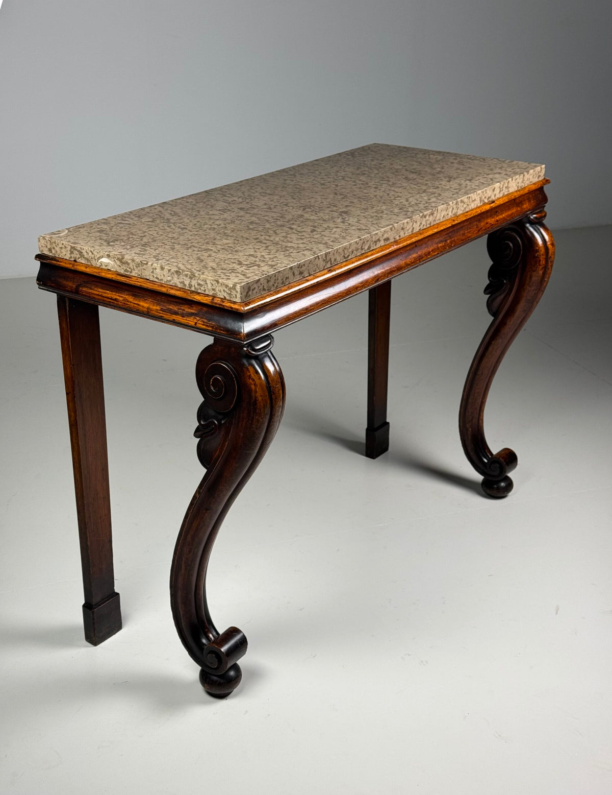 English Mahogany Console Table with Marble Top, 19th Century, photo 1