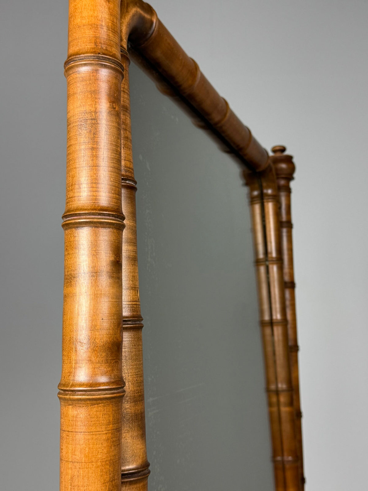 French Faux Bamboo Cheval Mirror, c. 1900, photo 3