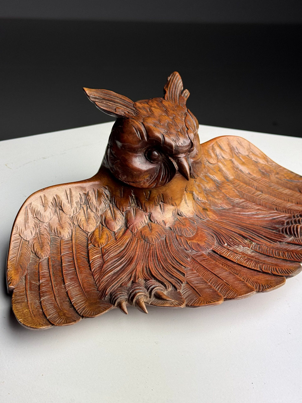 Black Forest Owl Inkwell, Carved Linden Wood, 1918, photo 22