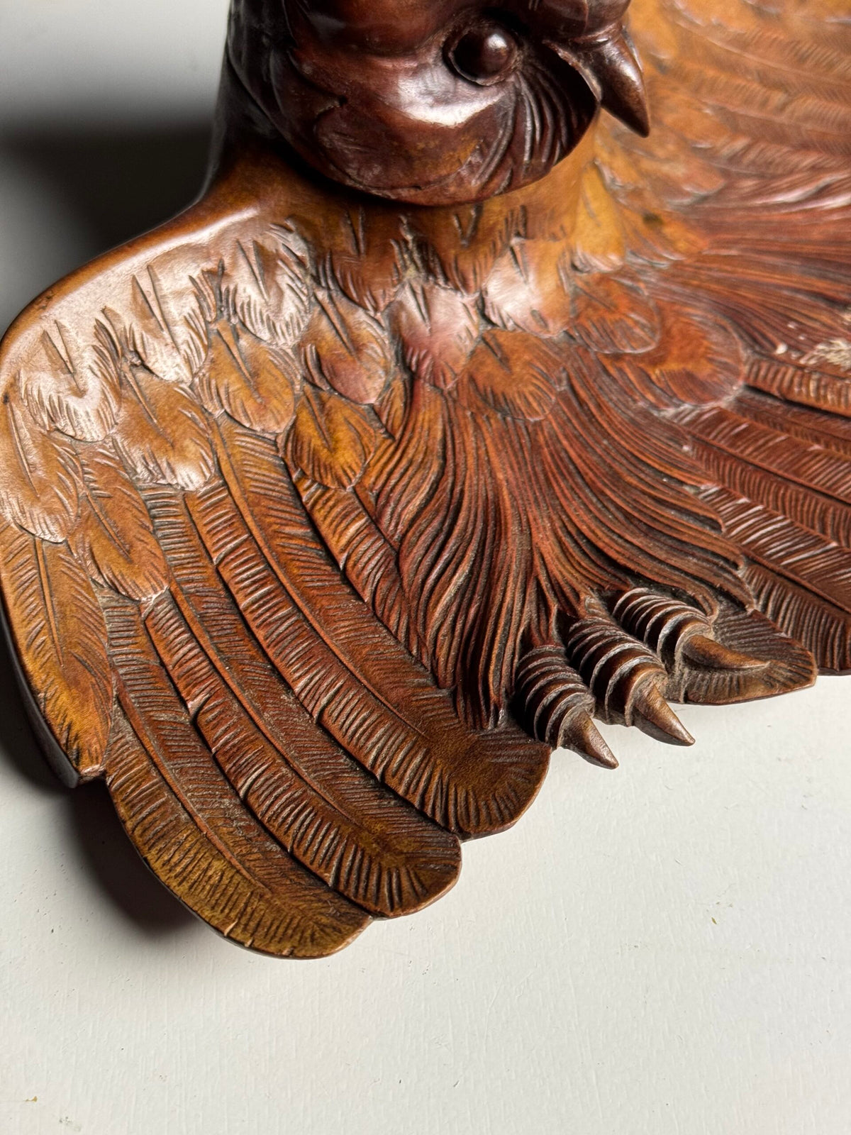 Black Forest Owl Inkwell, Carved Linden Wood, 1918, photo 6