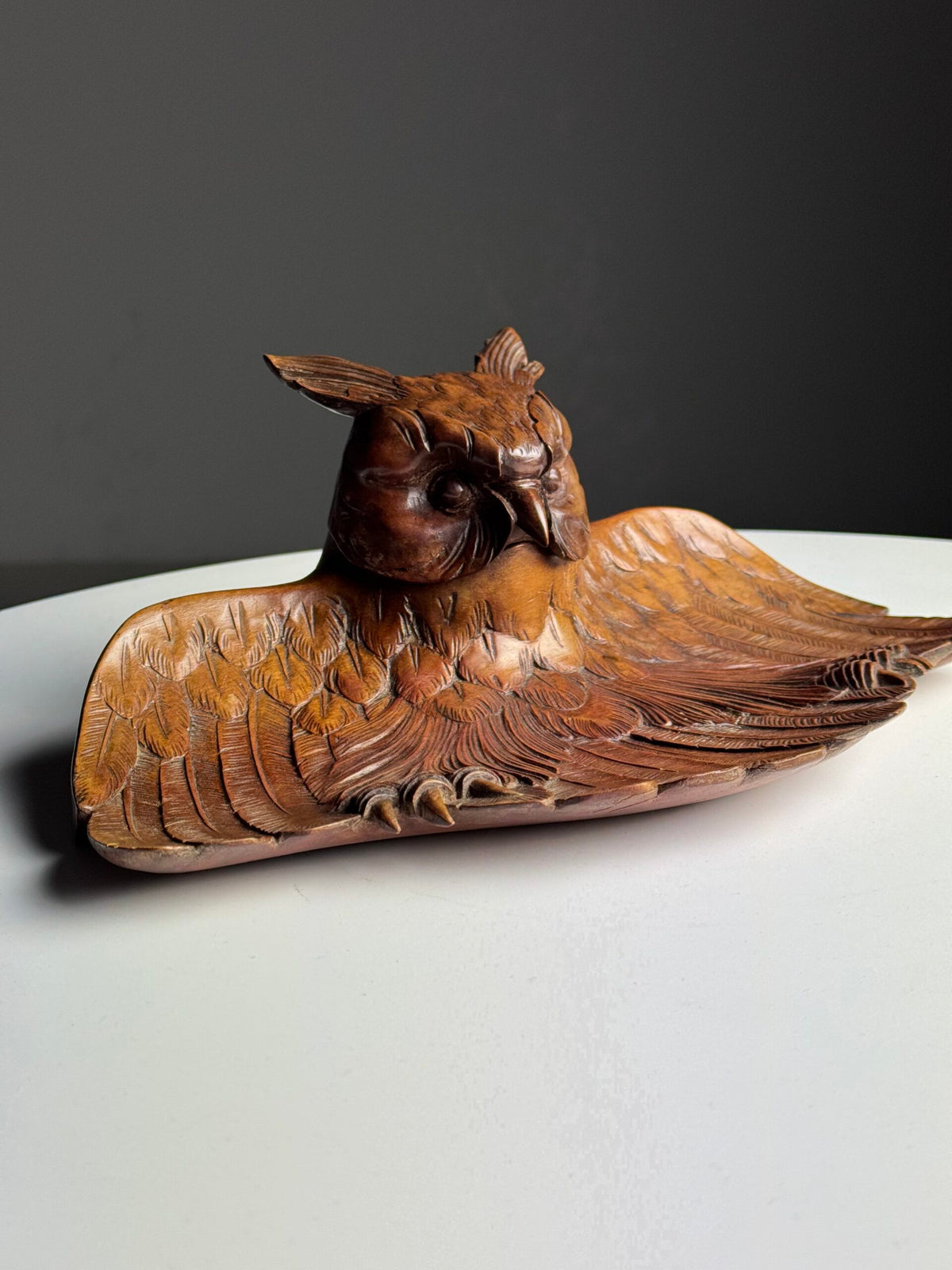 Black Forest Owl Inkwell, Carved Linden Wood, 1918, photo 4