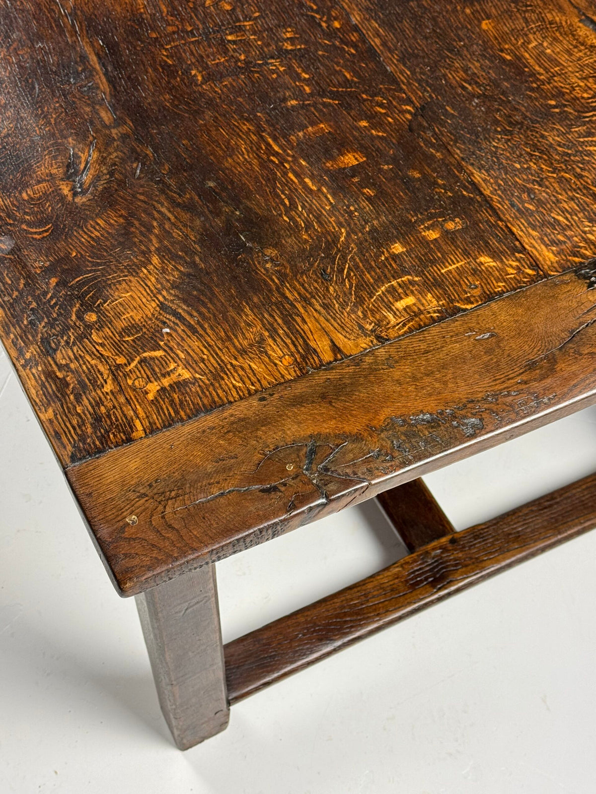 French Antique Oak Farmhouse Table with Two Plank Top, 18th Century, photo 24