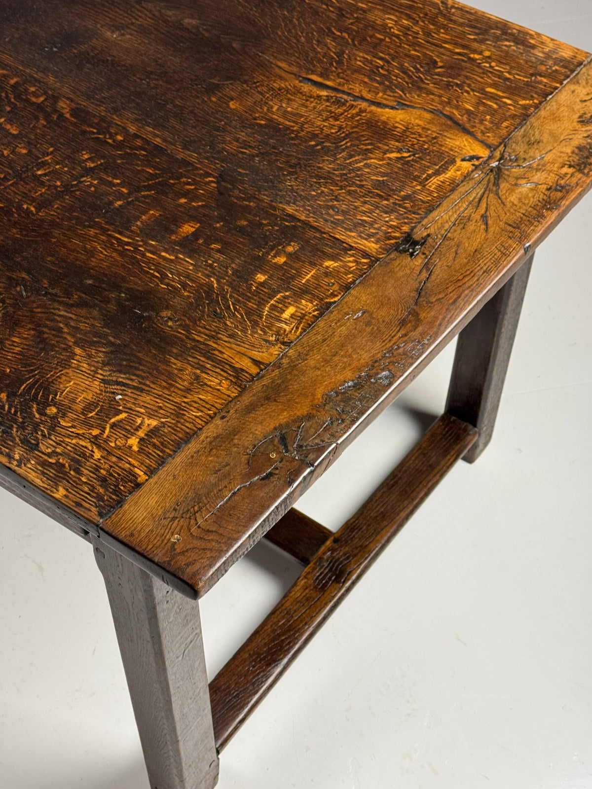 French Antique Oak Farmhouse Table with Two Plank Top, 18th Century, photo 22