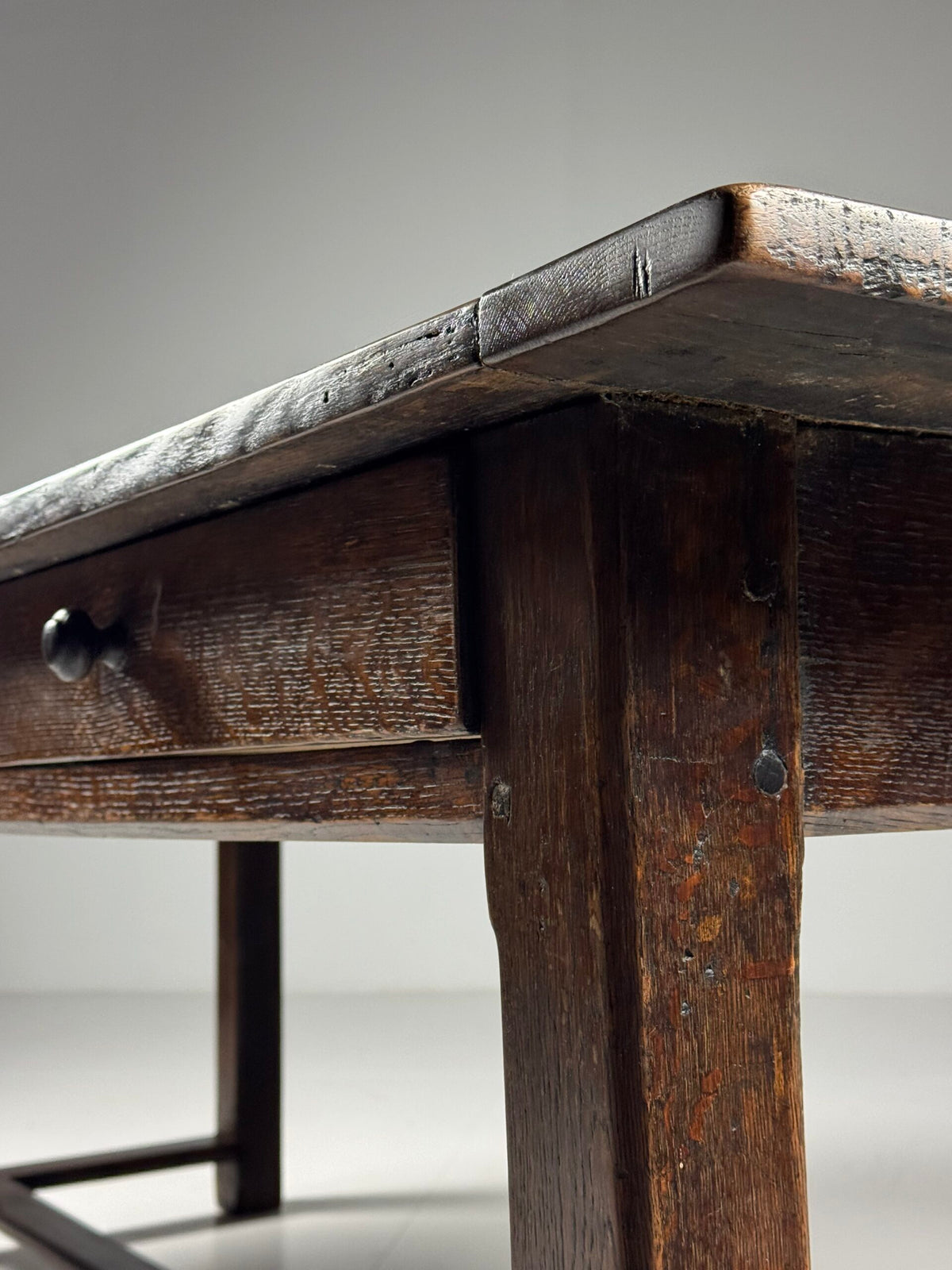 French Antique Oak Farmhouse Table with Two Plank Top, 18th Century, photo 21