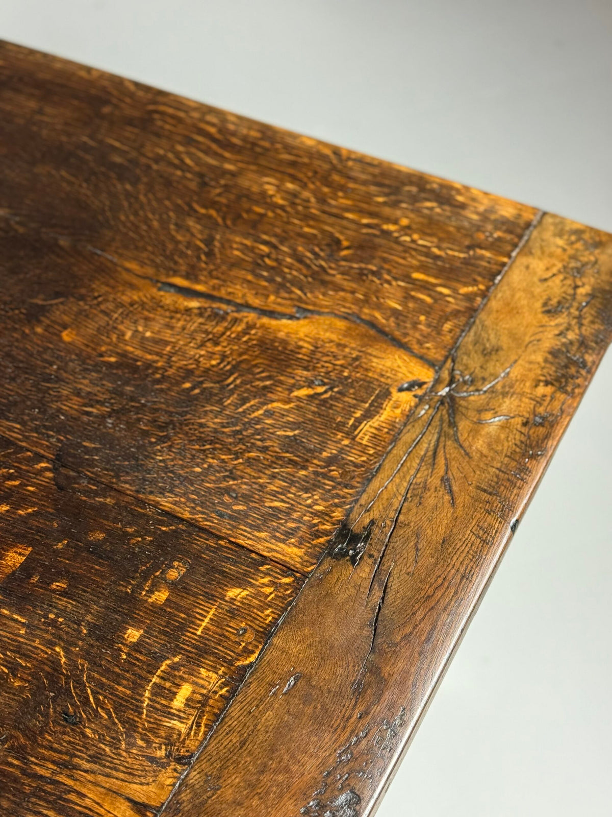 French Antique Oak Farmhouse Table with Two Plank Top, 18th Century, photo 14