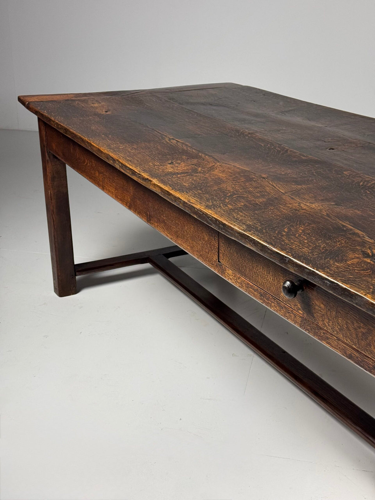 French Antique Oak Farmhouse Table with Two Plank Top, 18th Century, photo 4