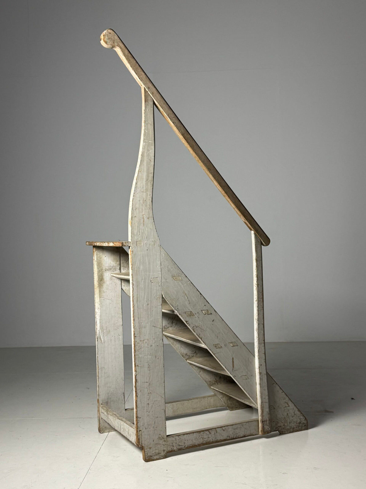 French Library Steps in Original Grey Paint, Early 20th Century, photo 12