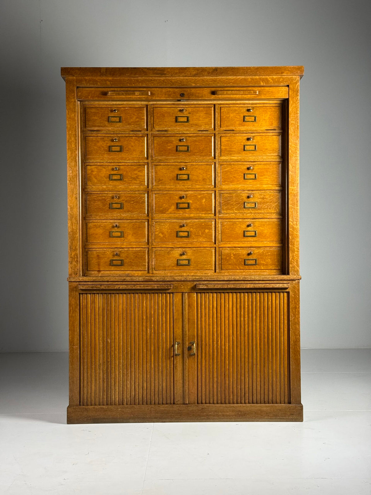 Dutch Oak Filing Cabinet with Roller Doors, 1950s, photo 1