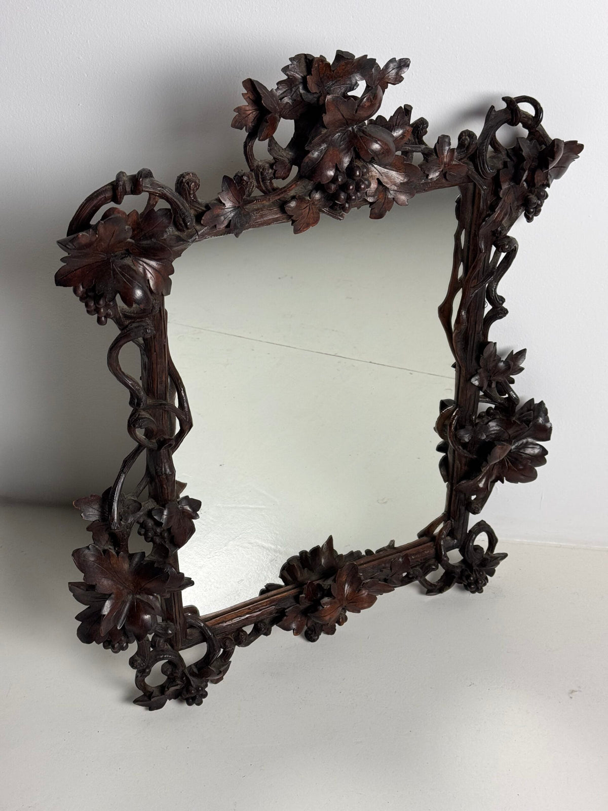 Hand Carved Black Forest Mirror, Germany c. 1900, photo 2
