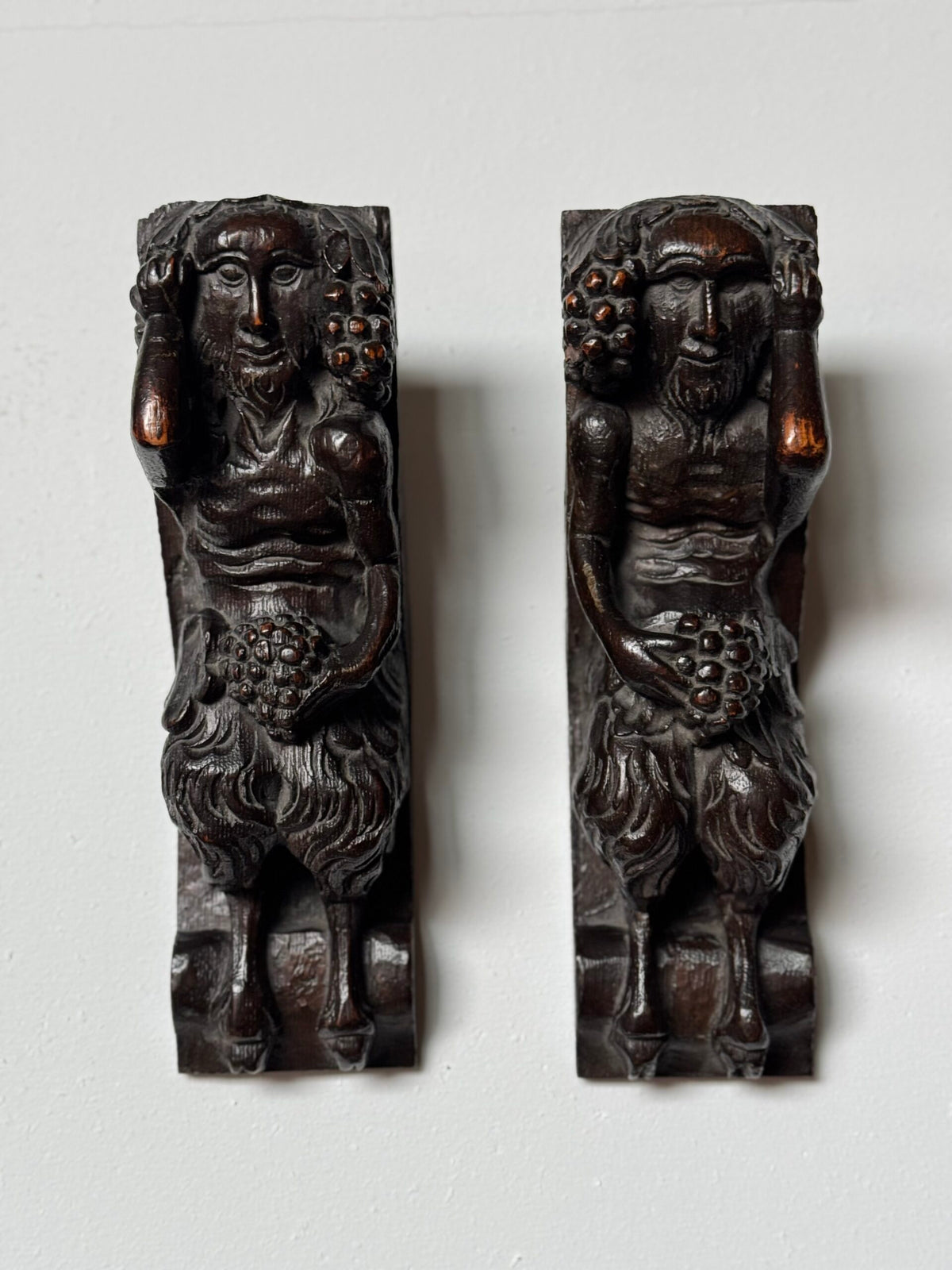 Pair of Hand Carved Wooden Satyrs, 17th or 18th Century, photo 8