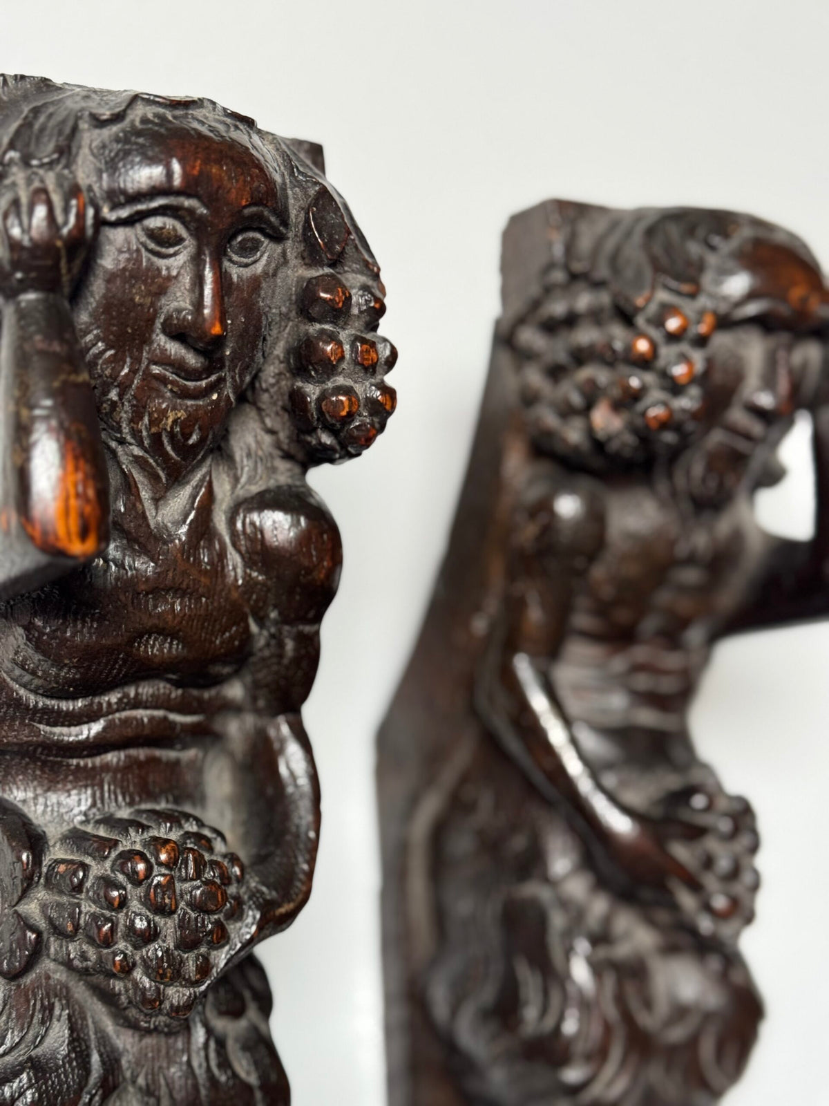 Pair of Hand Carved Wooden Satyrs, 17th or 18th Century, photo 9