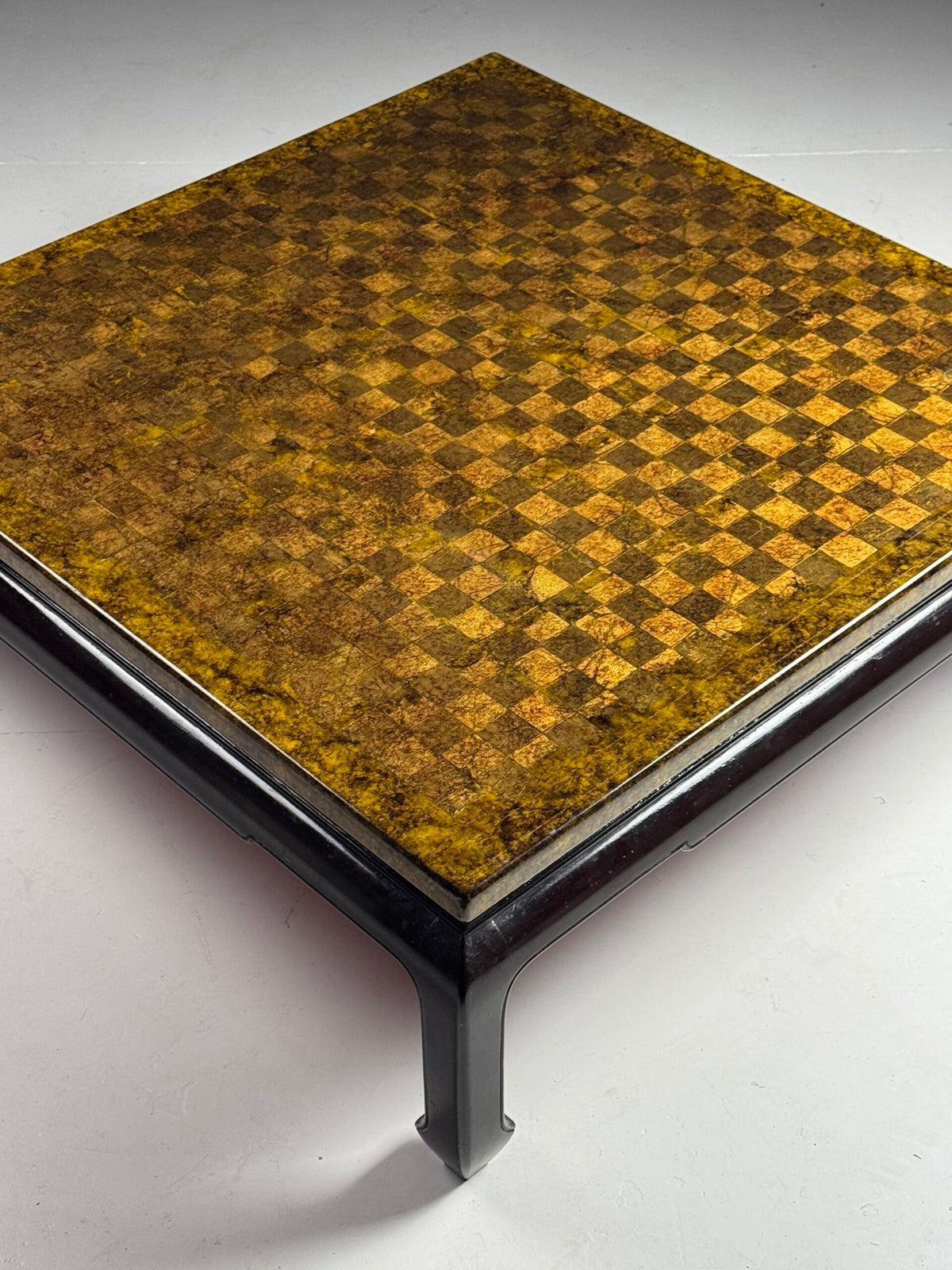 Square Asian Vintage Coffee Table with Chessboard Top, photo 7
