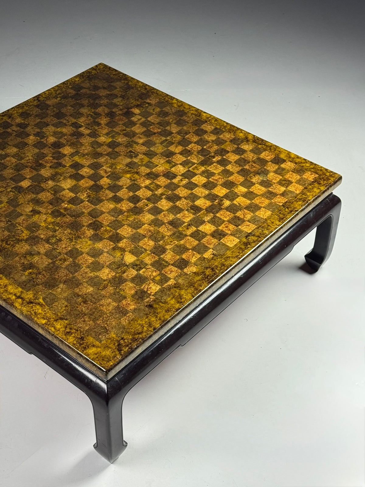 Square Asian Vintage Coffee Table with Chessboard Top, photo 9