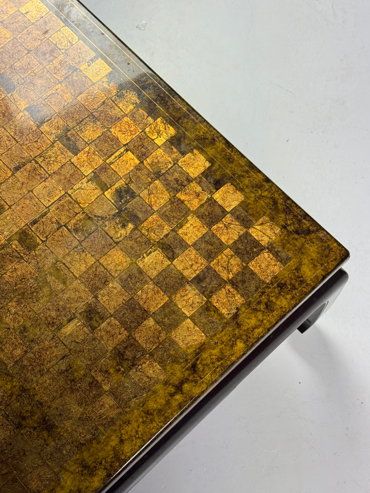 Square Asian Vintage Coffee Table with Chessboard Top, photo 16