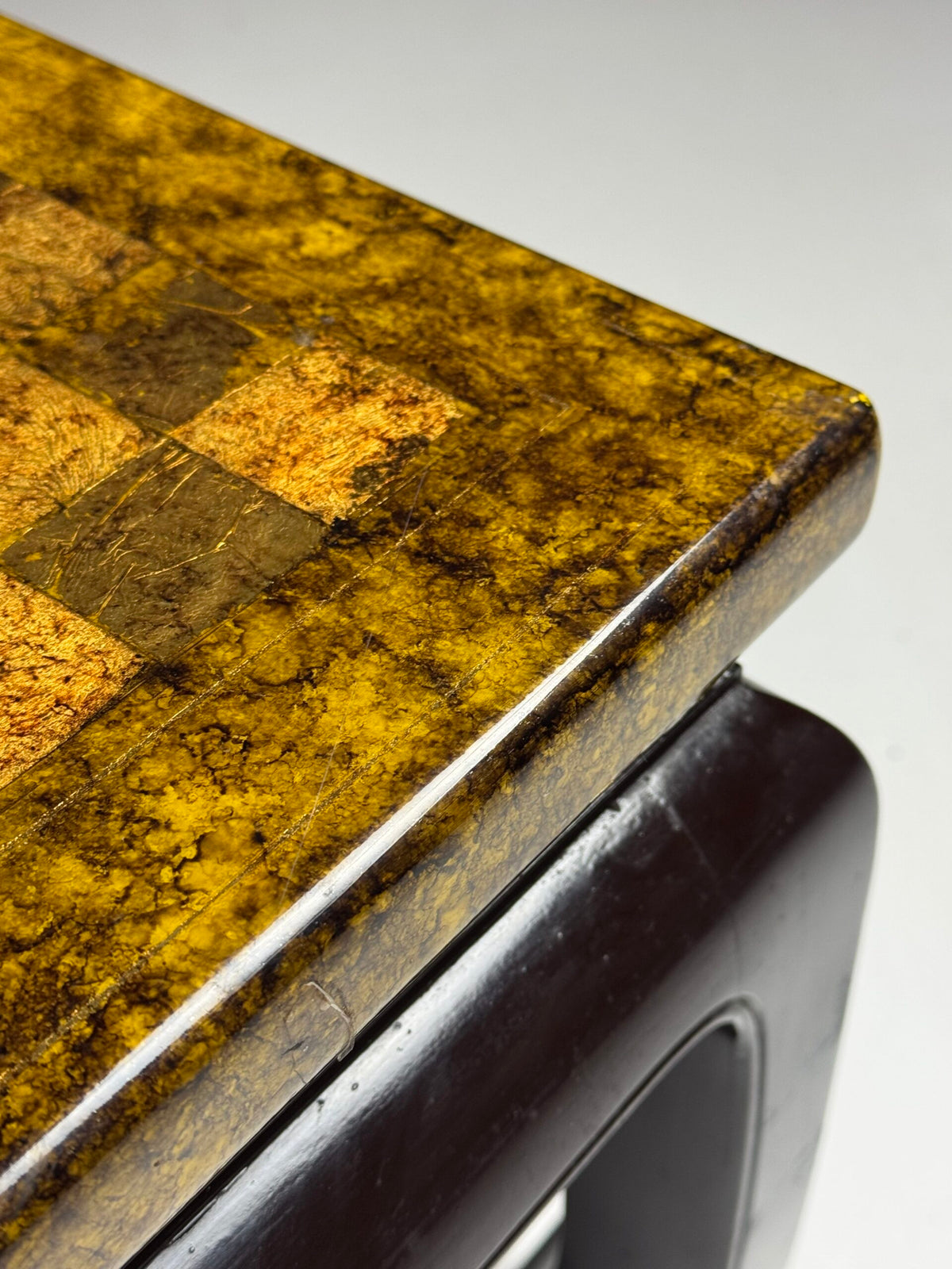 Square Asian Vintage Coffee Table with Chessboard Top, photo 18