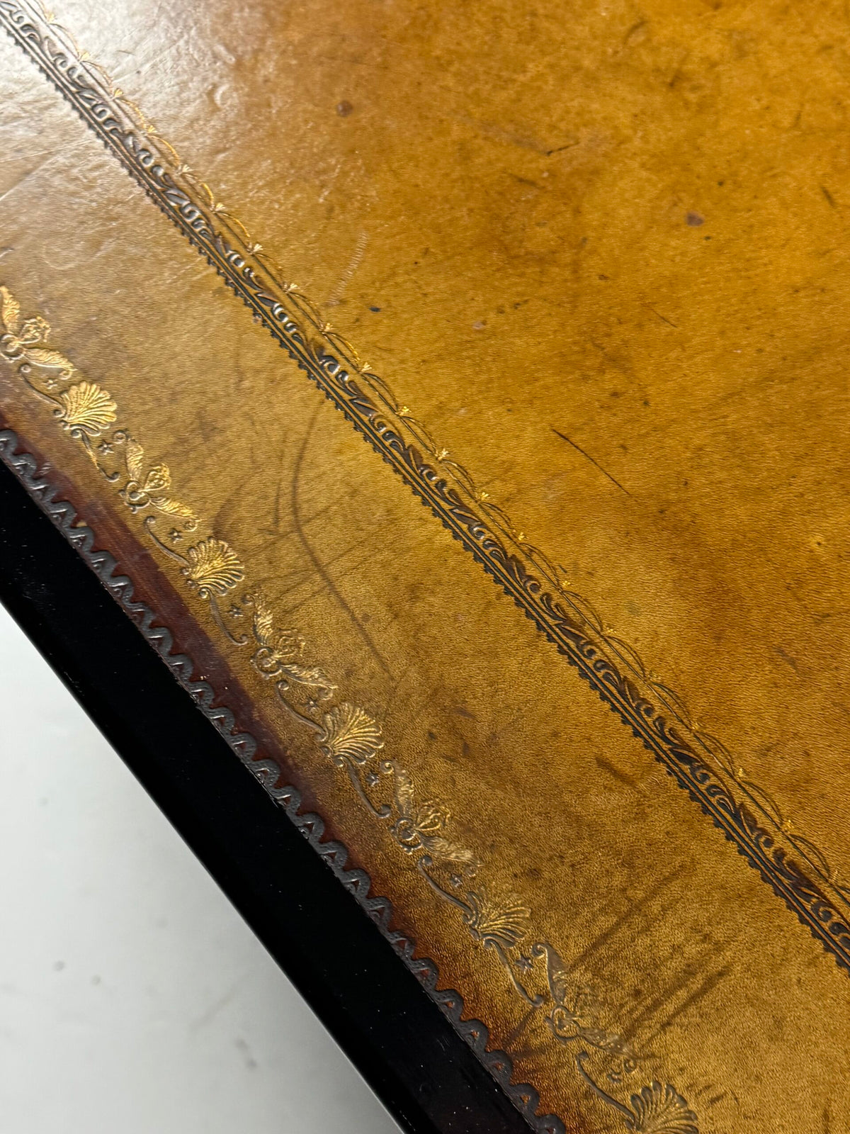 English Black Lacquered Mahogany Writing Table, Late 19th Century, photo 21