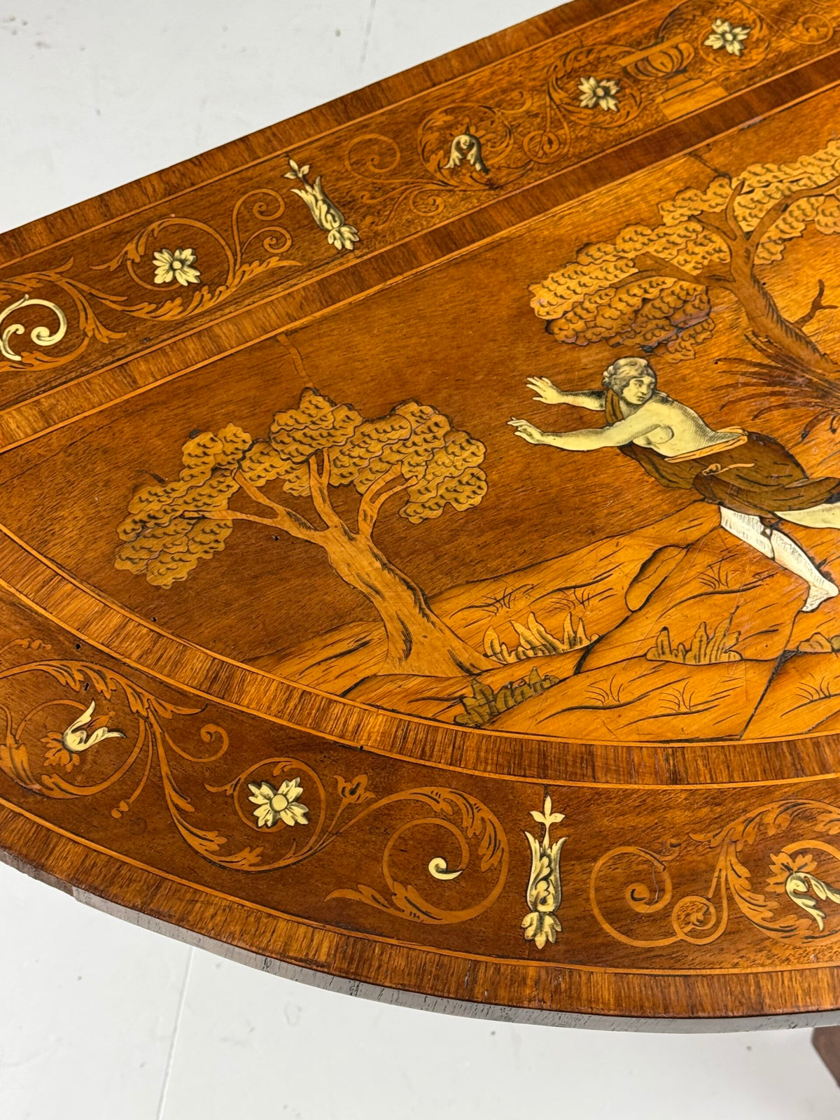 Pair of Italian Demi Lune Tables Inlaid with Bone, 19th Century, photo 4